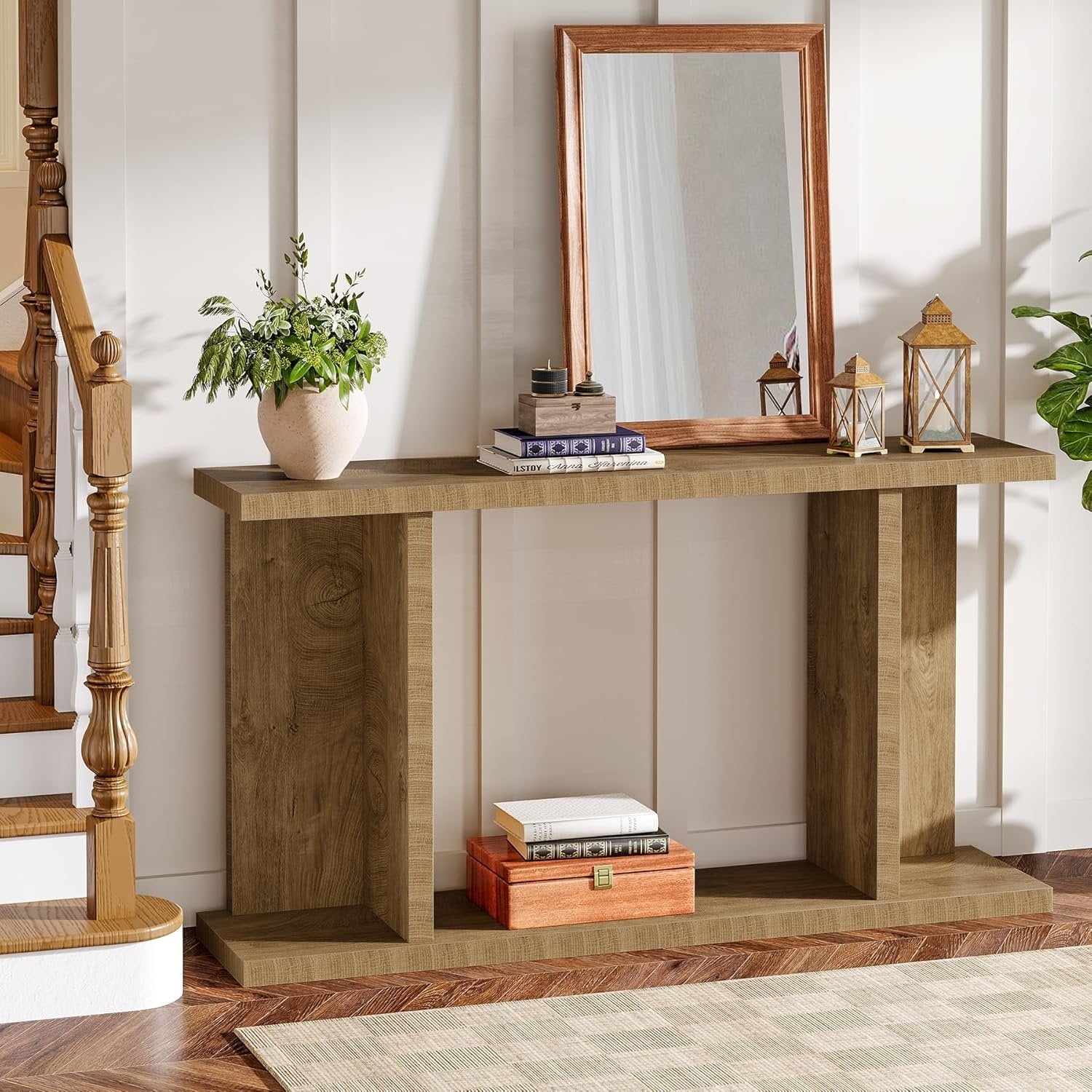 Tribesigns Tavolo consolle da 140 cm, moderno tavolino in rovere rustico per ingresso