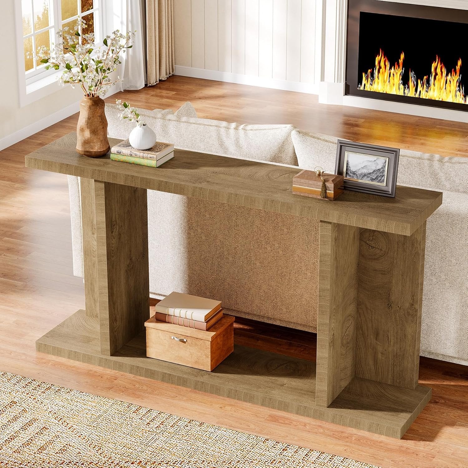 Tribesigns Tavolo consolle da 140 cm, moderno tavolino in rovere rustico per ingresso