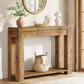 Tribesigns Consolle Ingresso da 110 cm, Tavolo Consolle in Legno Massello con Ripiano a 2 Livelli 3