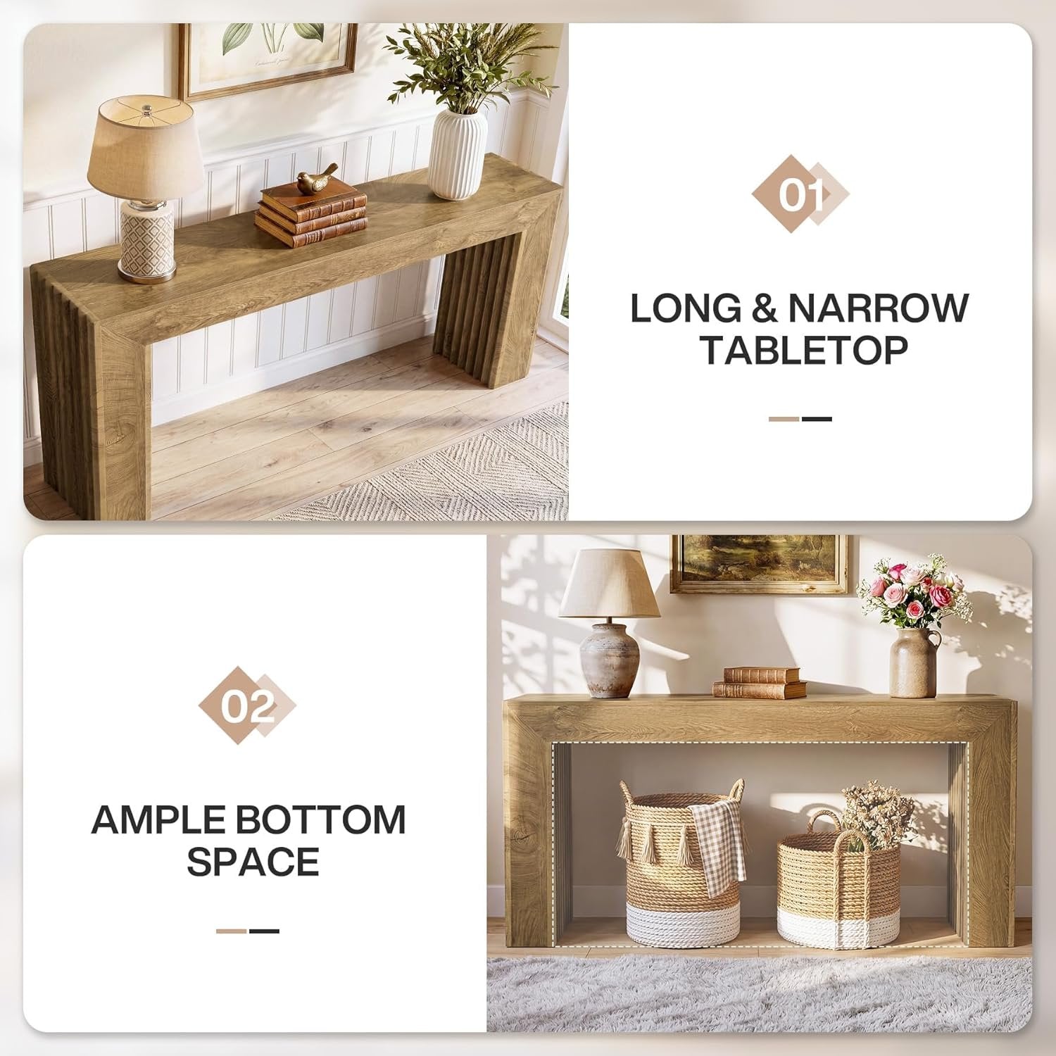 Tribesigns Tavolo Console da 160 cm, Consolle Ingresso con Gambe a Colonna Romana