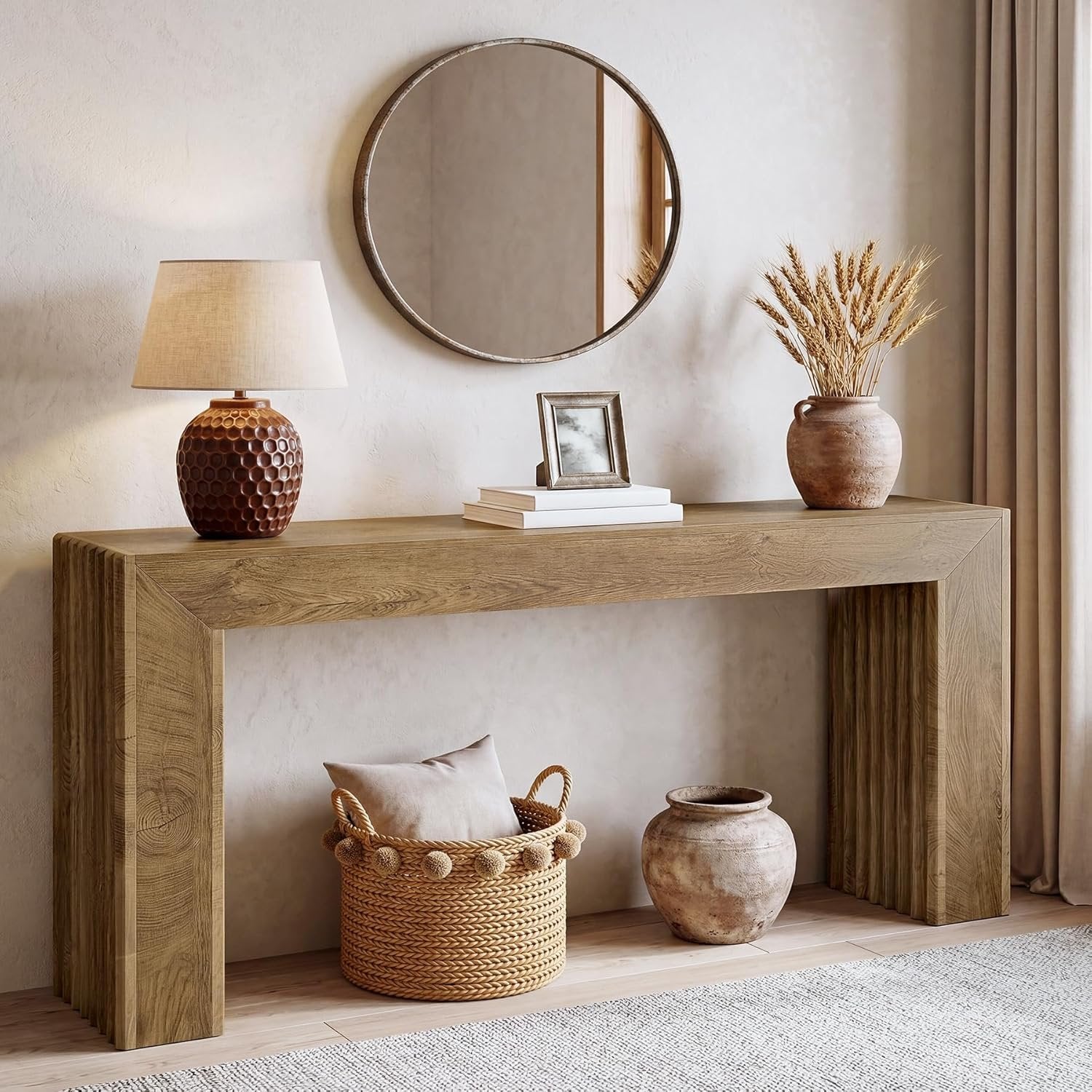 Tribesigns Tavolo Console da 160 cm, Consolle Ingresso con Gambe a Colonna Romana