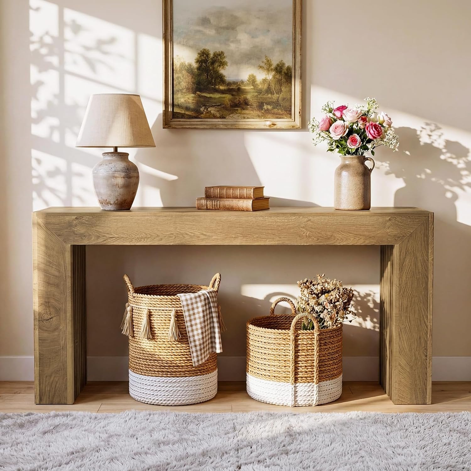 Tribesigns Tavolo Console da 160 cm, Consolle Ingresso con Gambe a Colonna Romana