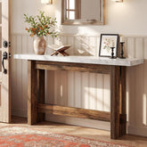 Tribesigns 160cm Tavolo Consolle, Tavolo da ingresso Stile Fattoria con Piano Finto Marmo 3