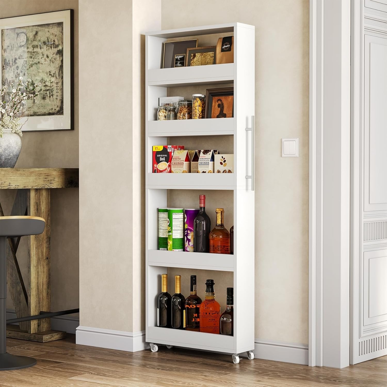 Tribesigns Carrello portaoggetti sottile su ruote, Mensola da 160 cm alto 5 ripiani per cucina