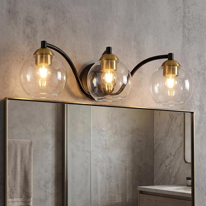 Tribesigns Applique moderna per bagno, 3 globi in vetro con struttura in metallo, dimmerabile, attacco E27