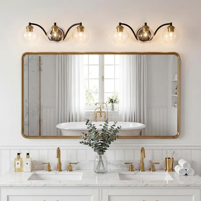 Tribesigns Applique moderna per bagno, 3 globi in vetro con struttura in metallo, dimmerabile, attacco E27