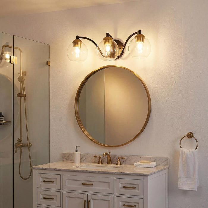 Tribesigns Applique moderna per bagno, 3 globi in vetro con struttura in metallo, dimmerabile, attacco E27