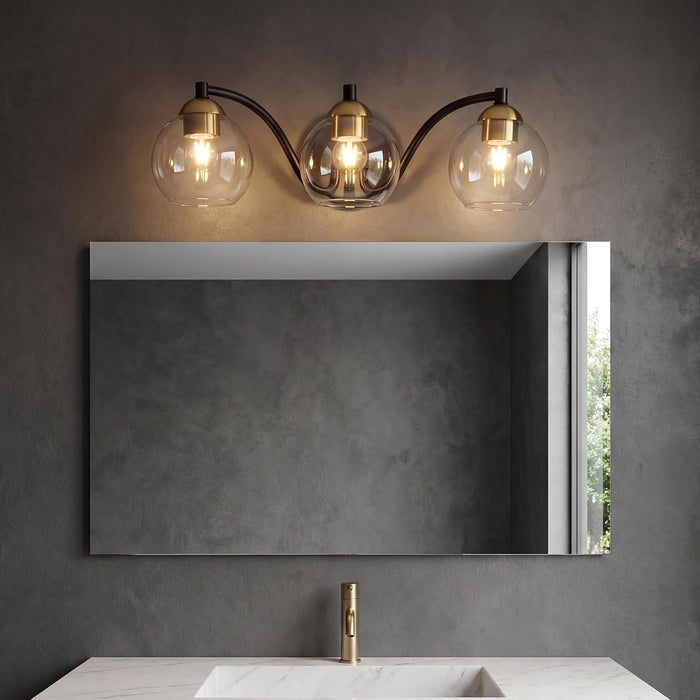 Tribesigns Applique moderna per bagno, 3 globi in vetro con struttura in metallo, dimmerabile, attacco E27