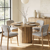 Tavolo da Pranzo Rotondo con Base a Colonna Scanalata, Ø 120 cm, per 4–6 Persone 3