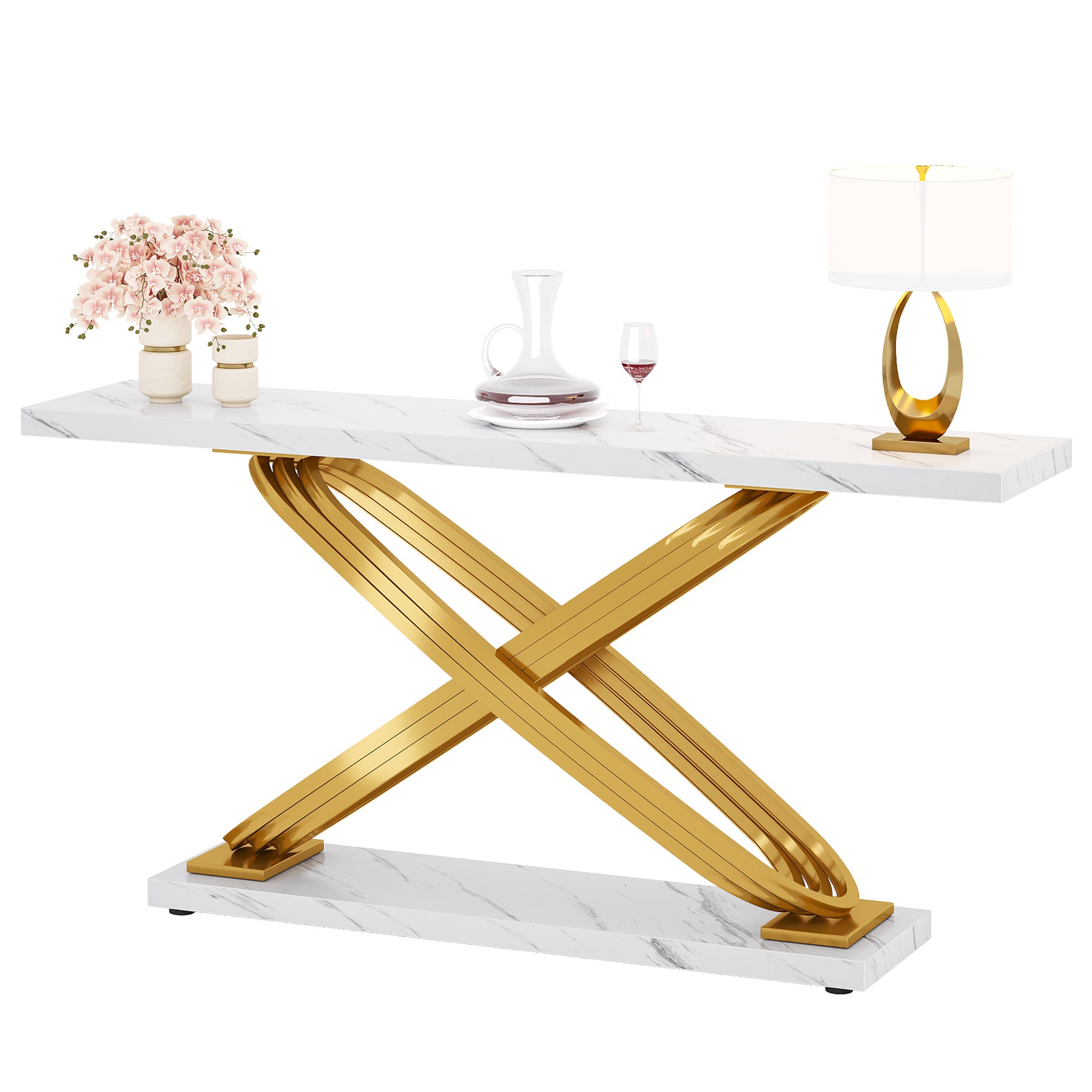 Tribesigns Tavolo Consolle, 140 cm Tavolo d'ingresso in Marmo Moderno