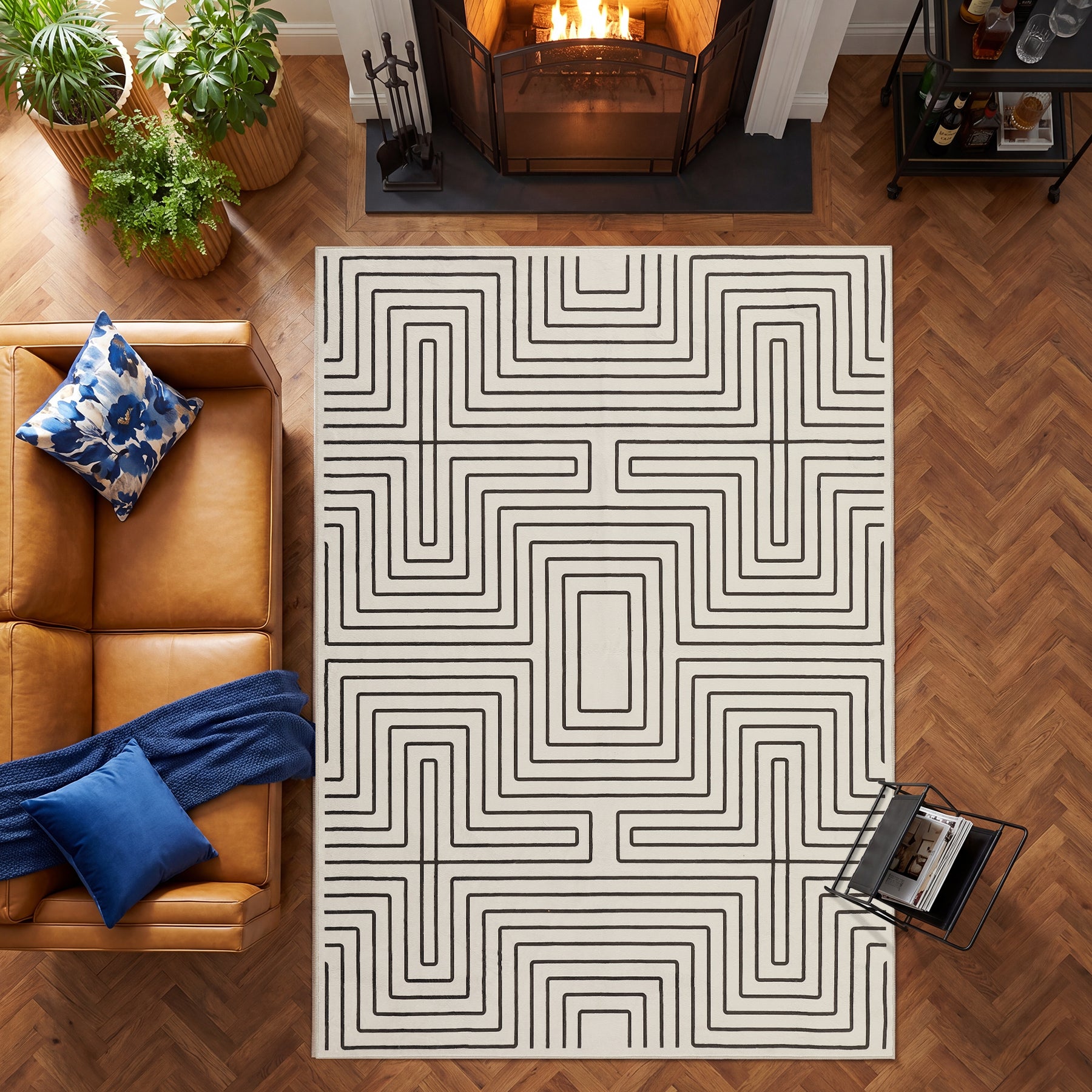 Tribesigns Tappeto a pelo corto con motivo geometrico, 160x230/200x300 cm, con retro antiscivolo, lavabile fino a 30°C, ideale per soggiorno e camera da letto, certificato OEKO-TEX.