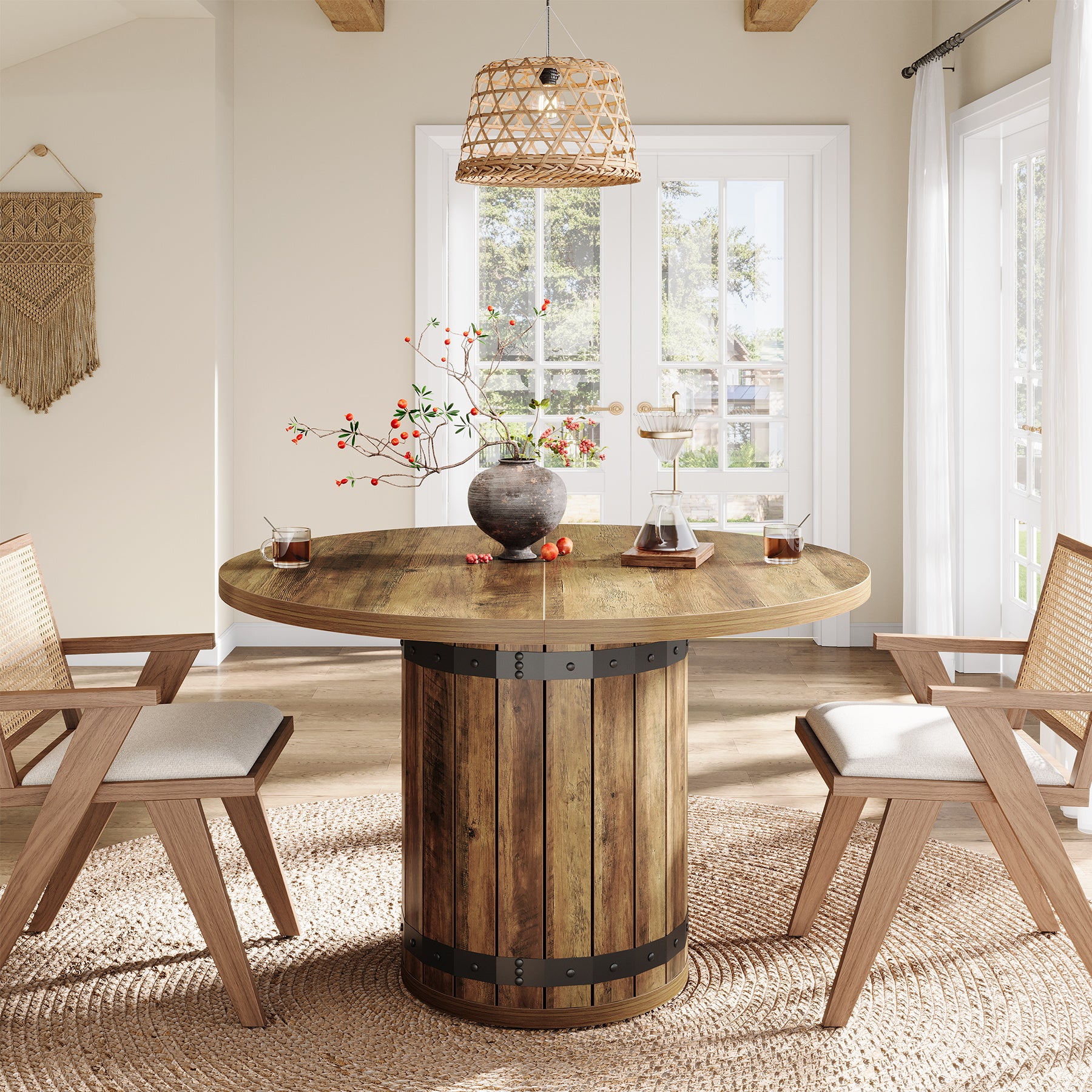 Tribesigns 100 cm Tavolo da pranzo, tavolo rotondo da cucina per 4 persone