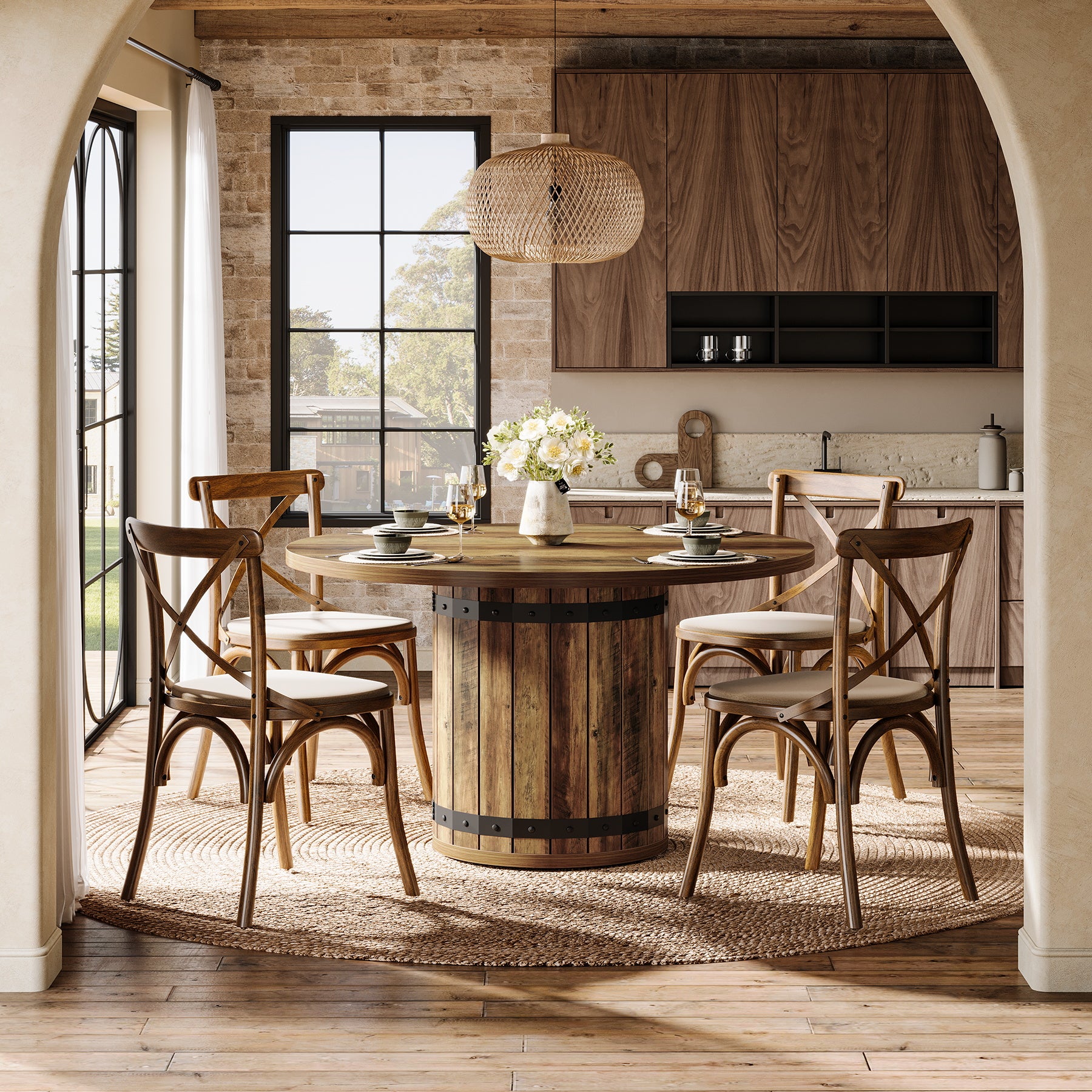 Tribesigns 100 cm Tavolo da pranzo, tavolo rotondo da cucina per 4 persone