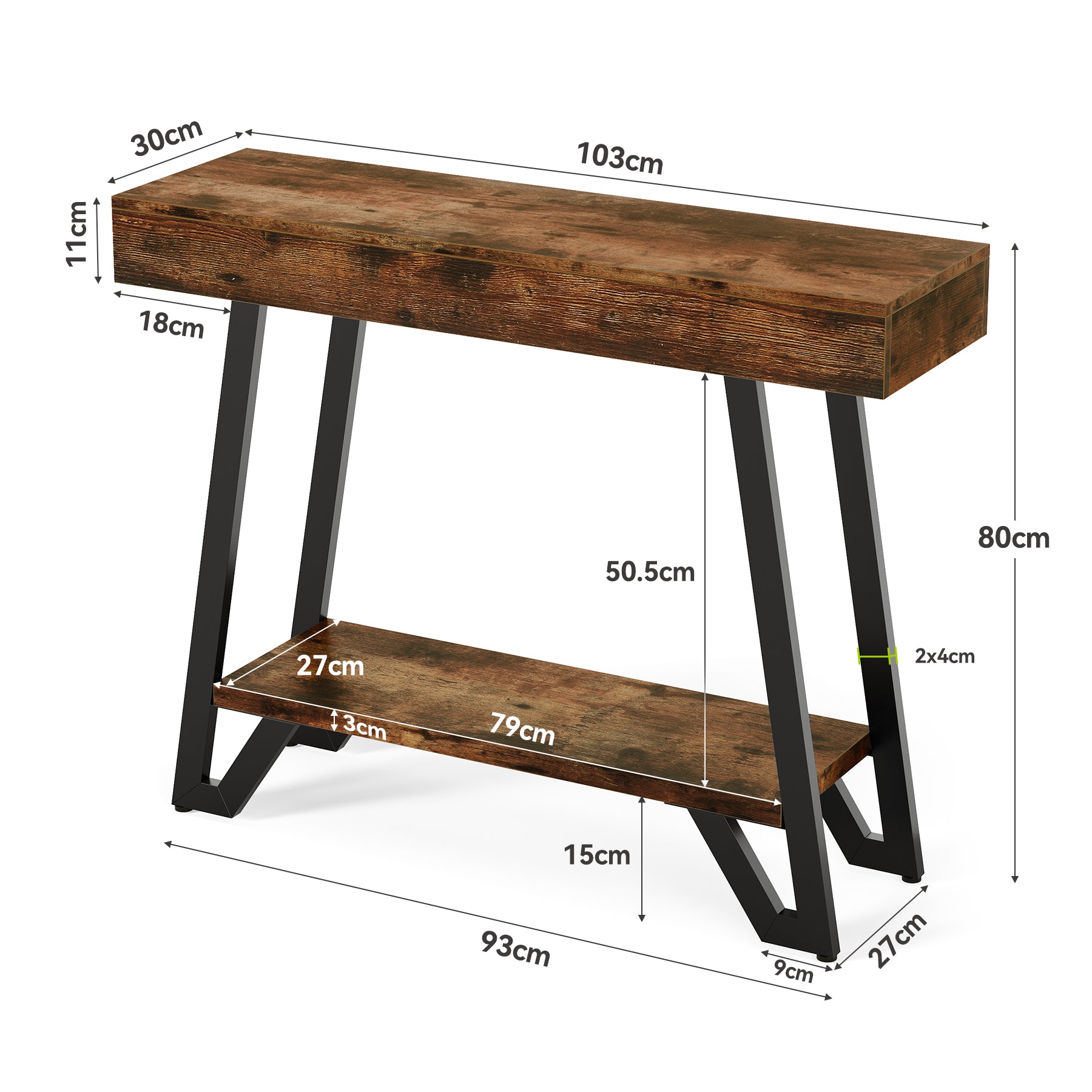 Tribesigns 103 cm Consolle piccola, tavolo da ingresso a 2 livelli con contenitore