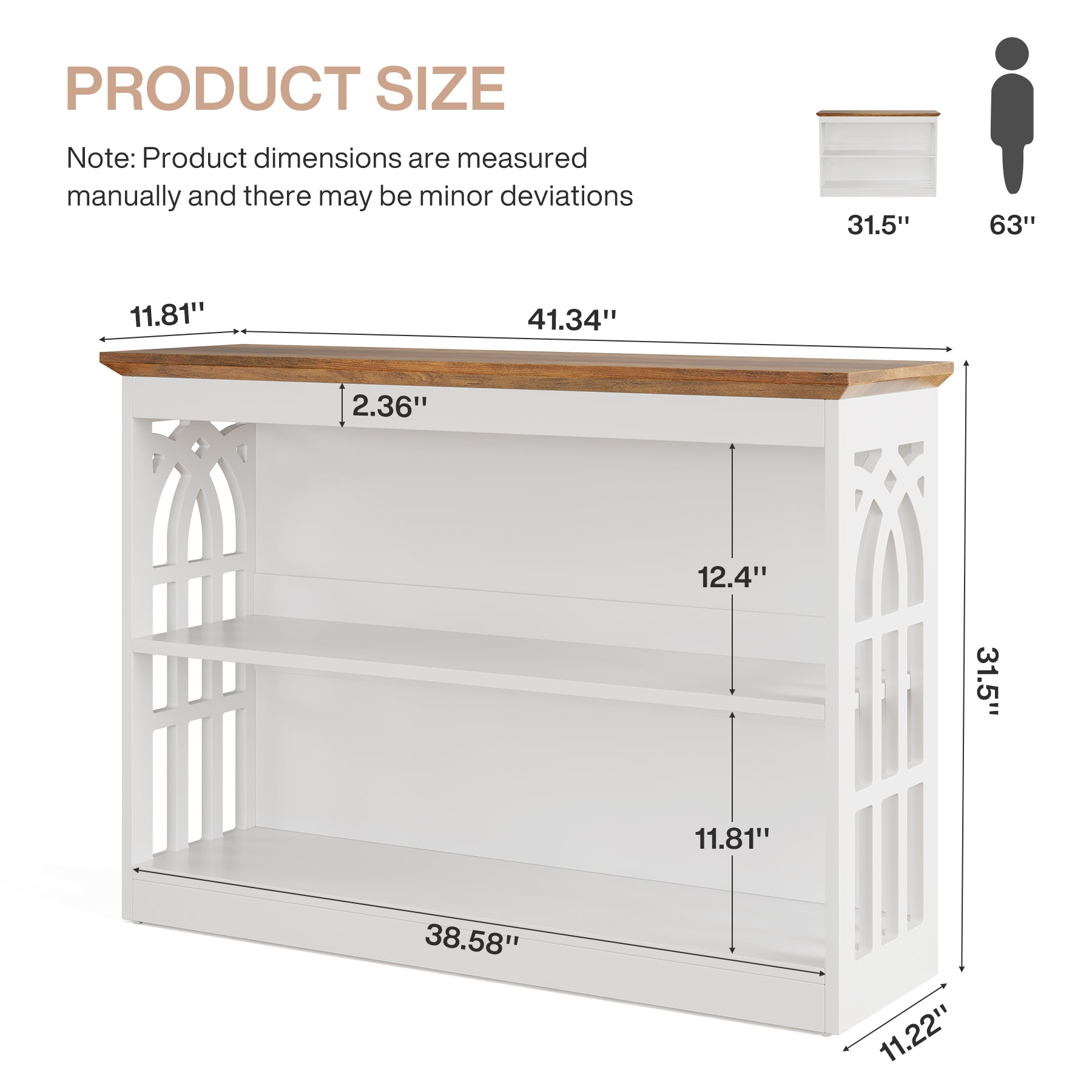 Tribesigns 105 cm Tavolino, Tavolino moderno con 3 ripiani per ingresso
