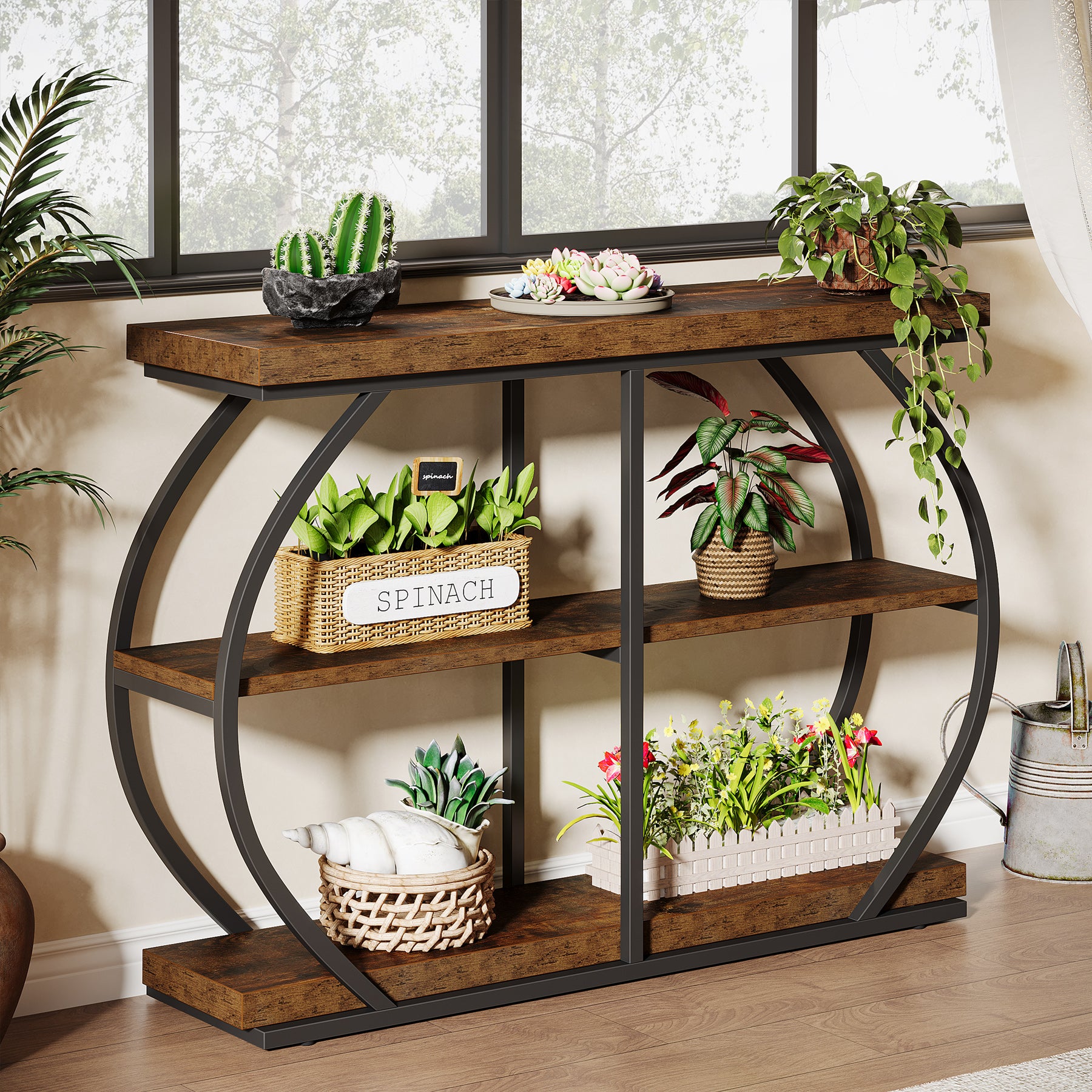 Tribesigns 105 cm tavolo consolle, tavolo d'ingresso a 3 livelli con struttura ad arco