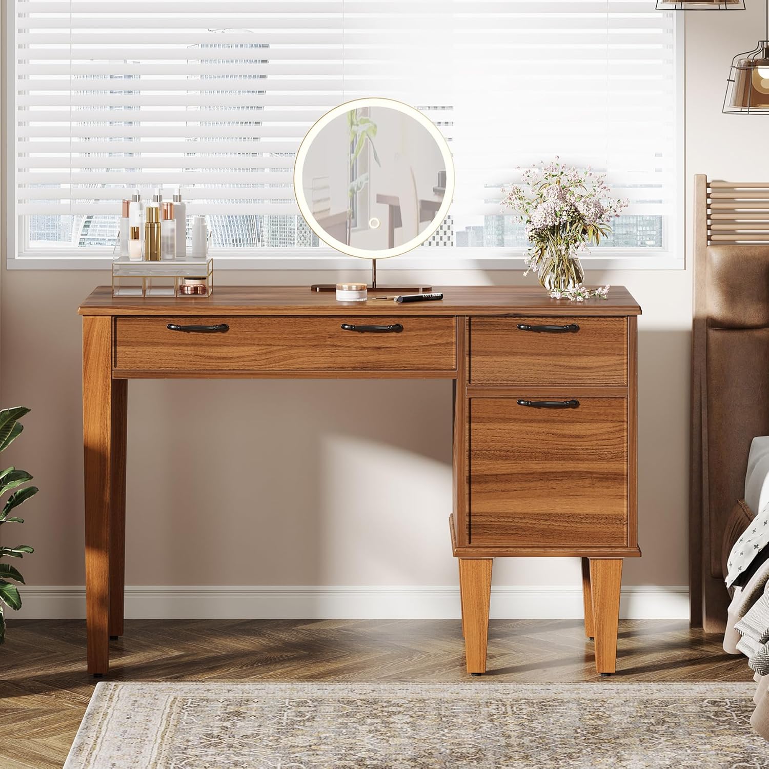 Tribesigns 120 cm Scrivania per computer, Scrivania da ufficio con 4 cassetti