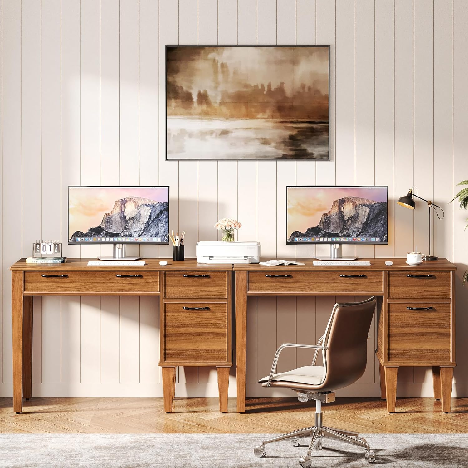 Tribesigns 120 cm Scrivania per computer, Scrivania da ufficio con 4 cassetti