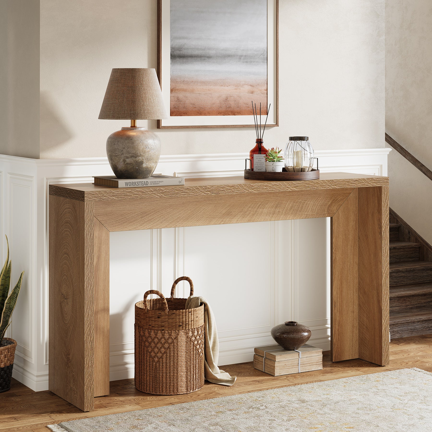 Tribesigns 140 cm Consolle, tavolino da caffè con contenitore