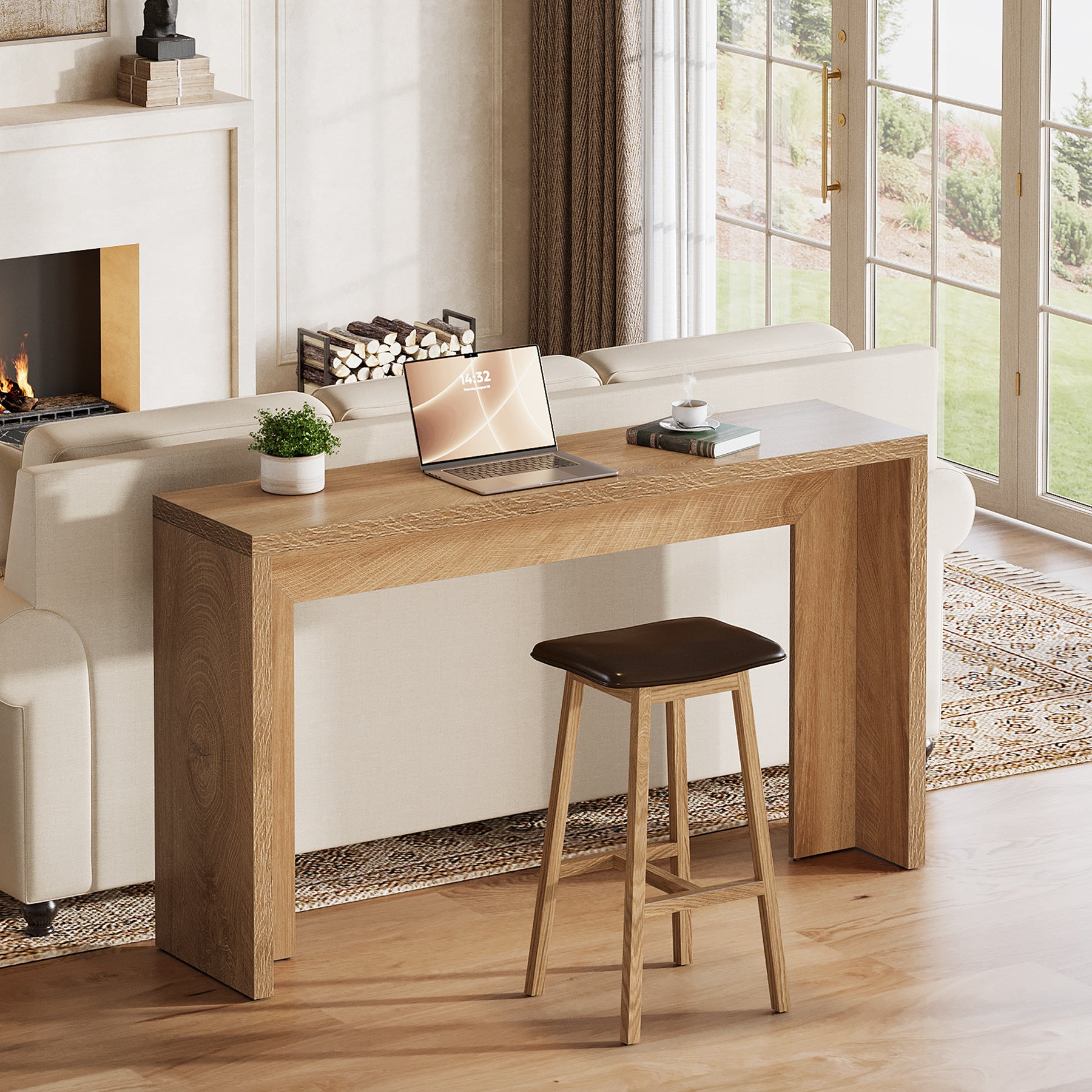 Tribesigns 140 cm Consolle, tavolino da caffè con contenitore