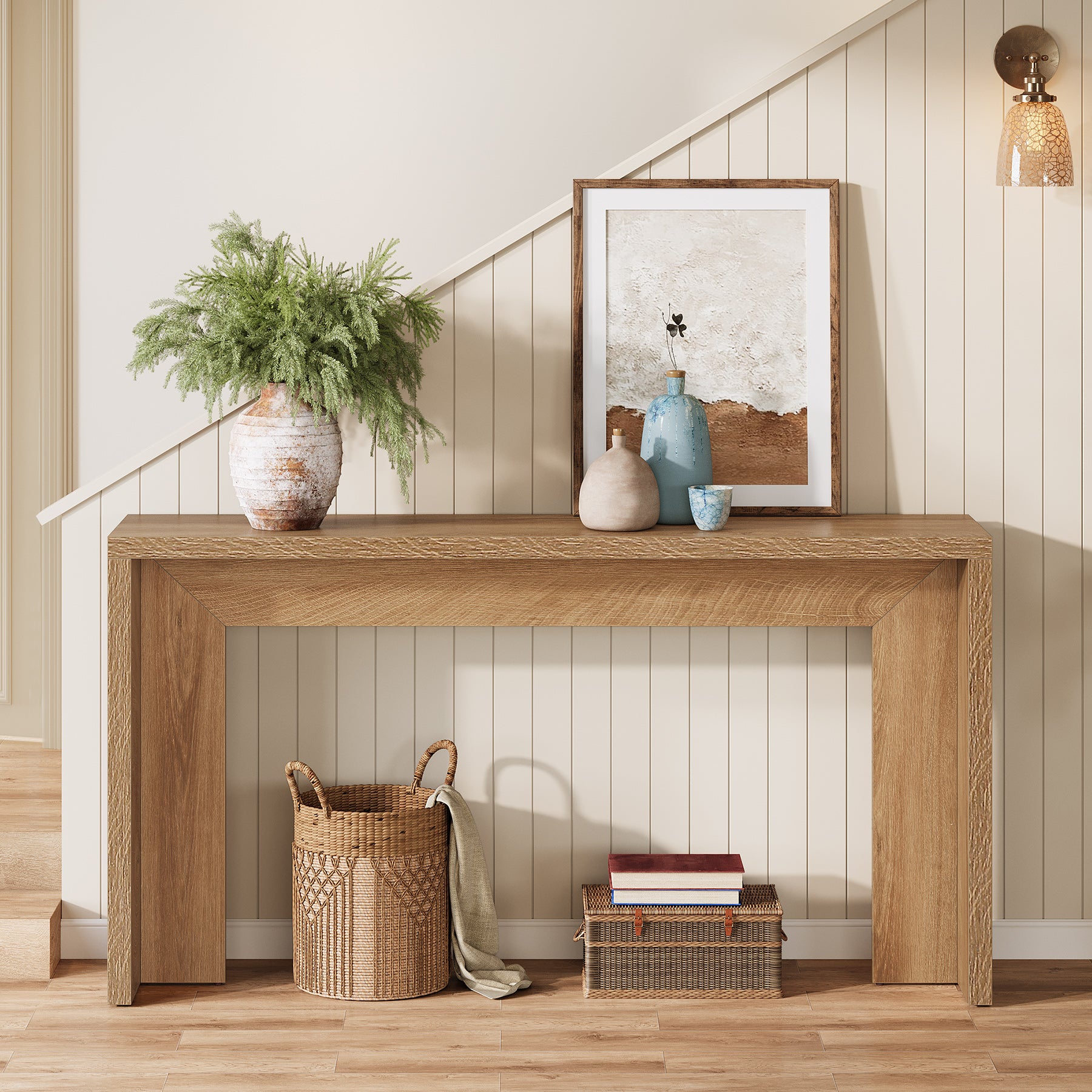 Tribesigns 140 cm Consolle, tavolino da caffè con contenitore