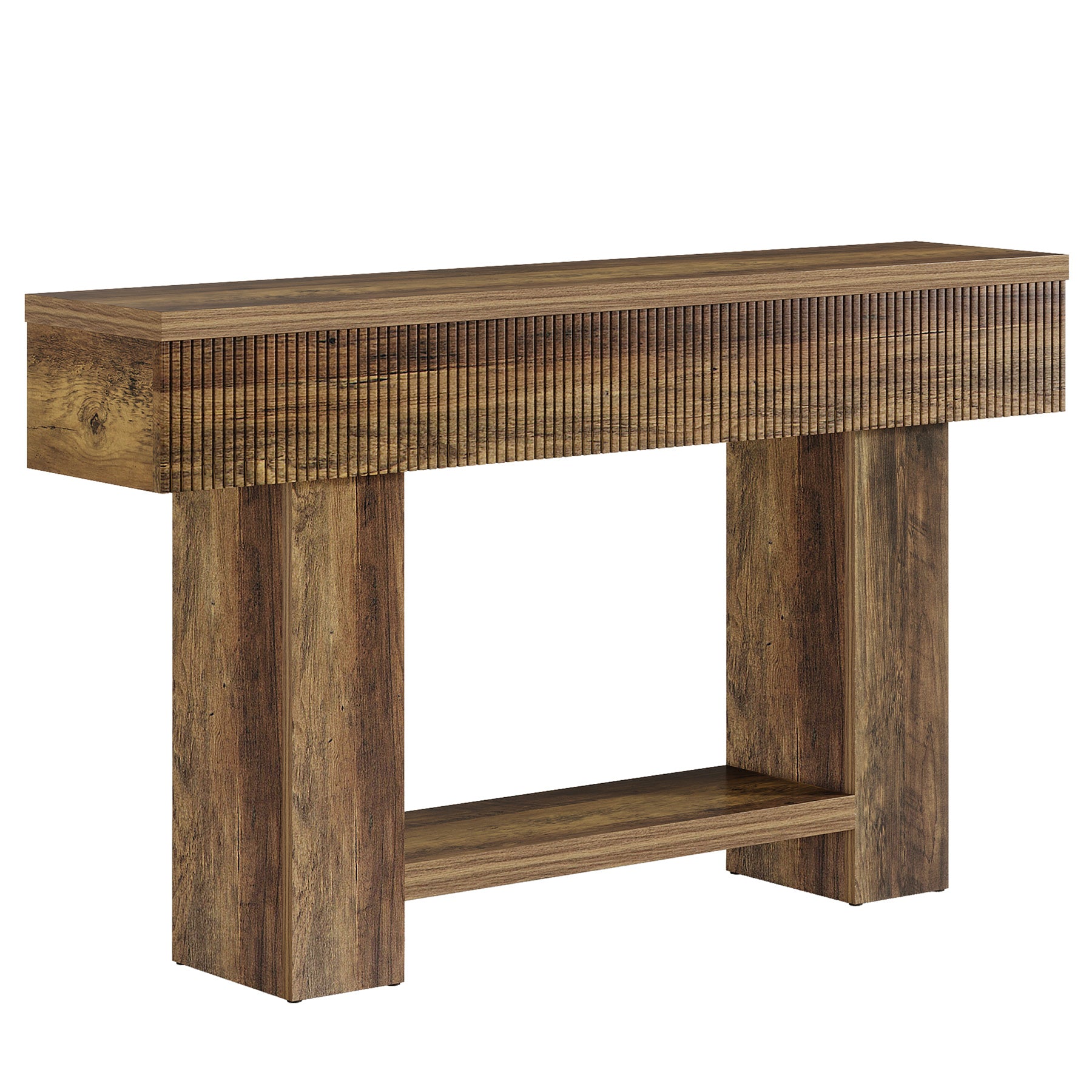 Tribesigns 140 cm Tavolino, tavolino da ingresso con contenitore consolle in rustico