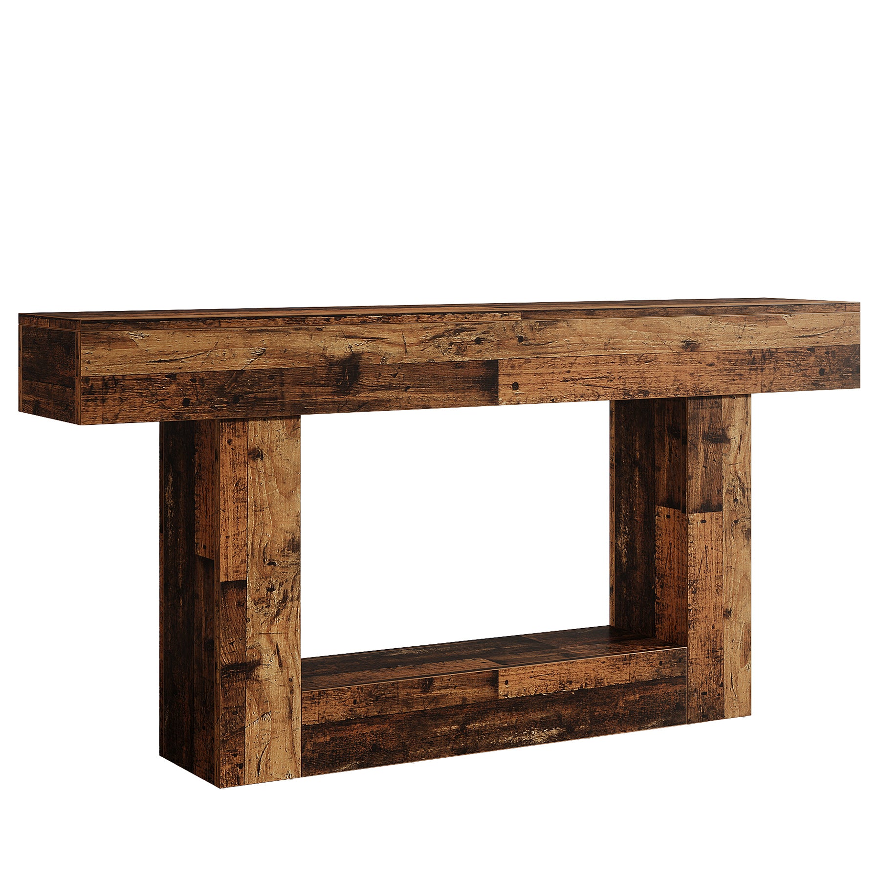 Tribesigns 160 cm Tavolo consolle in legno, tavolo da ingresso con 2 ripiani in stile fattoria