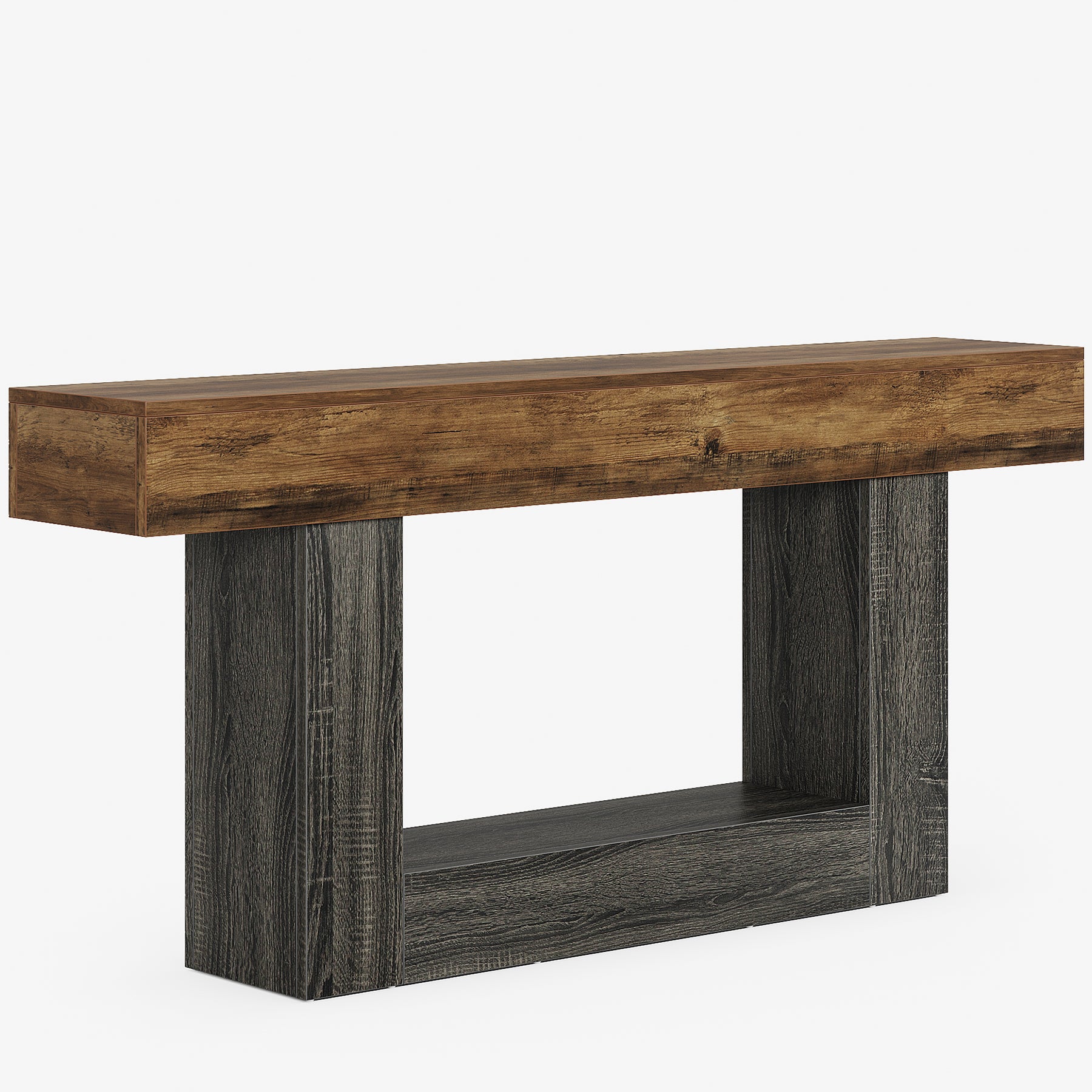 Tribesigns 160 cm Tavolo consolle in legno, tavolo da ingresso con 2 ripiani in stile fattoria