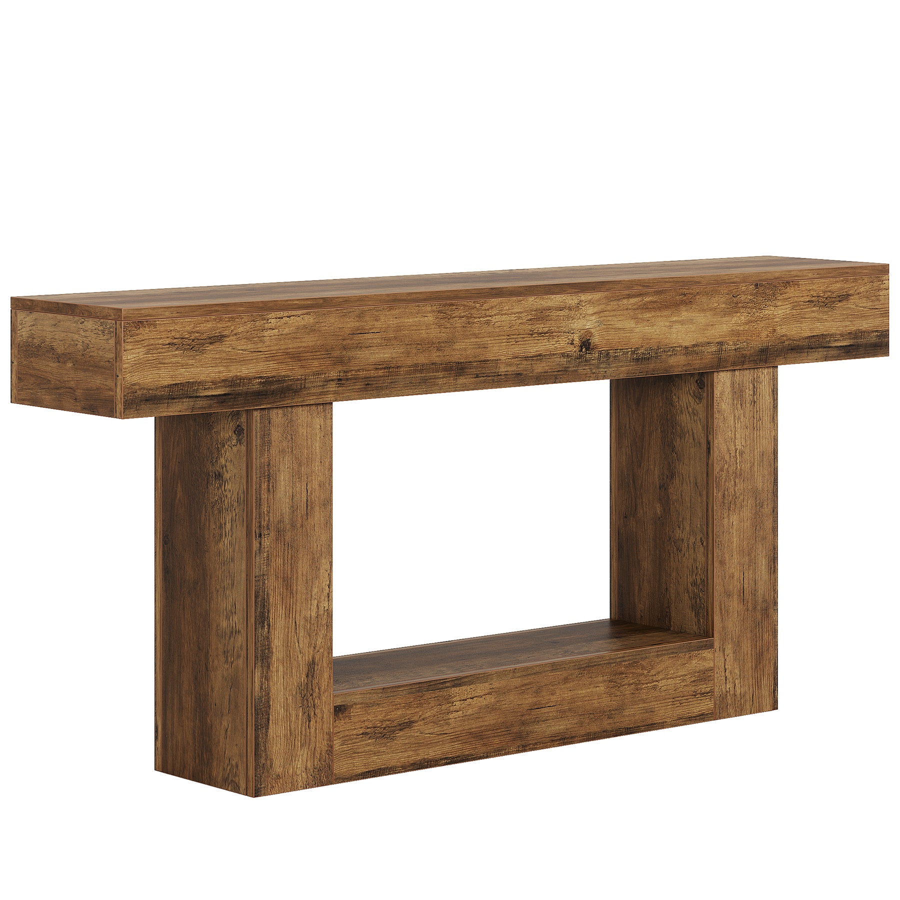 Tribesigns 160 cm Tavolo consolle in legno, tavolo da ingresso con 2 ripiani in stile fattoria