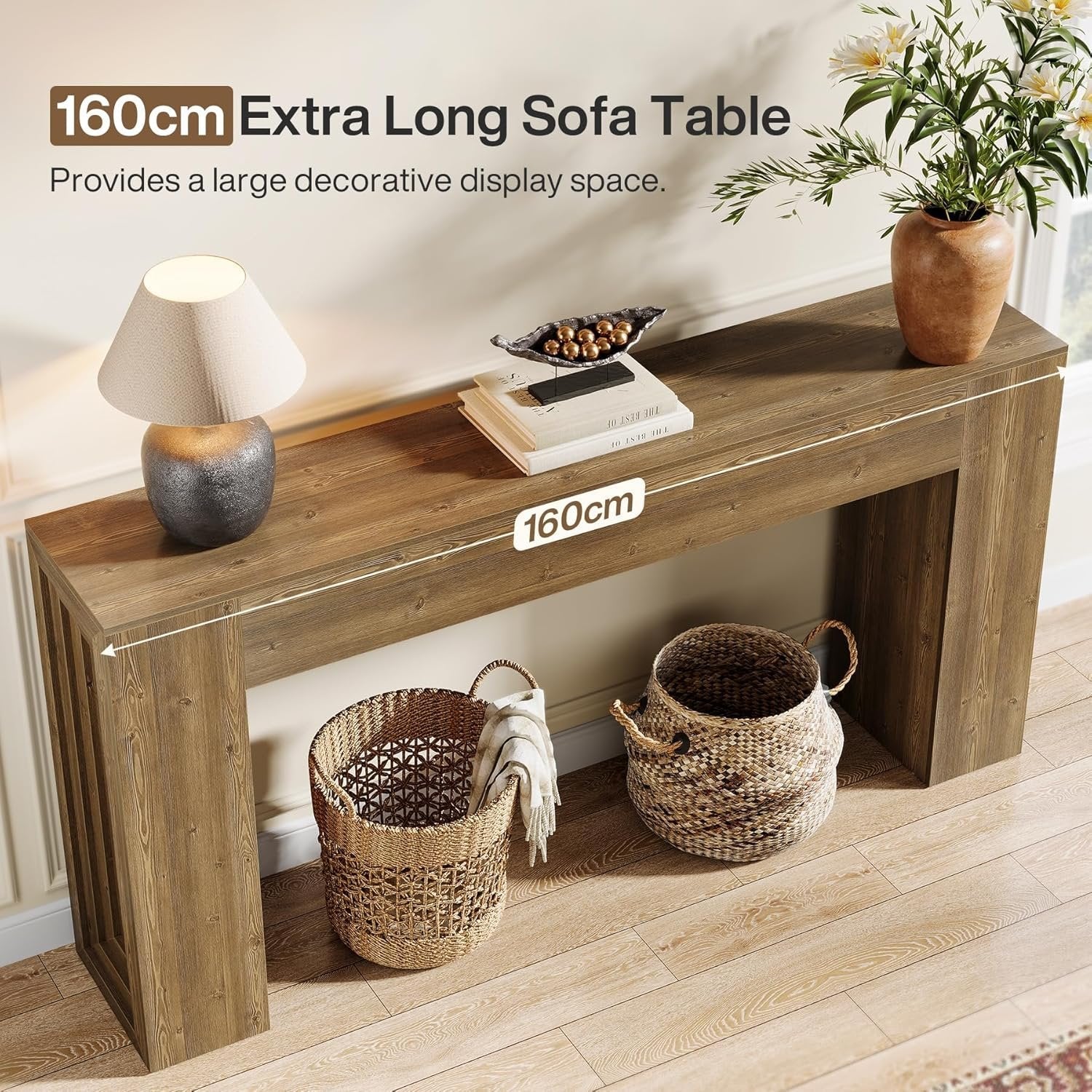 Tribesigns 160 cm Tavolo consolle, ingresso rettangolare tavolo da corridoio dietro il divano