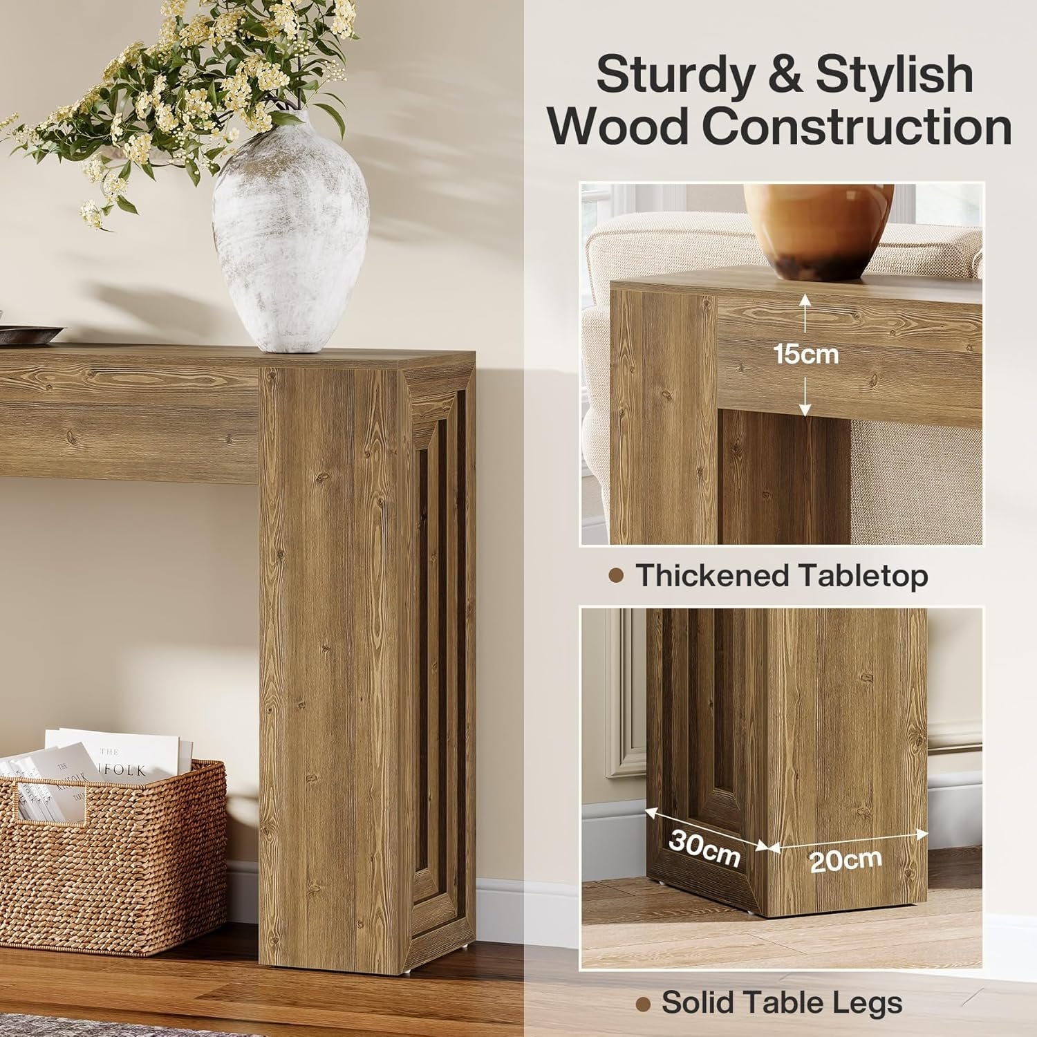 Tribesigns 160 cm Tavolo consolle, ingresso rettangolare tavolo da corridoio dietro il divano