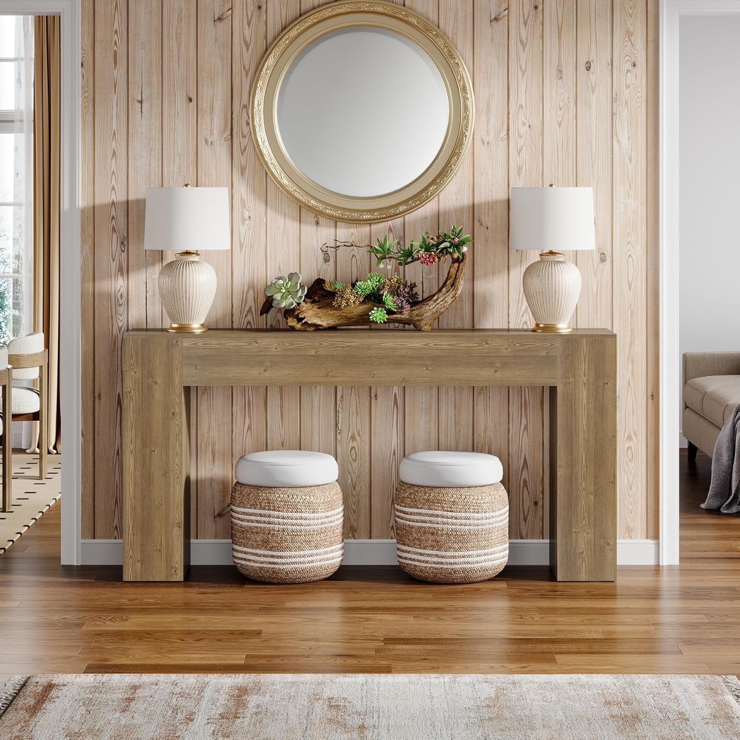 Tribesigns 160 cm Tavolo consolle, ingresso rettangolare tavolo da corridoio dietro il divano