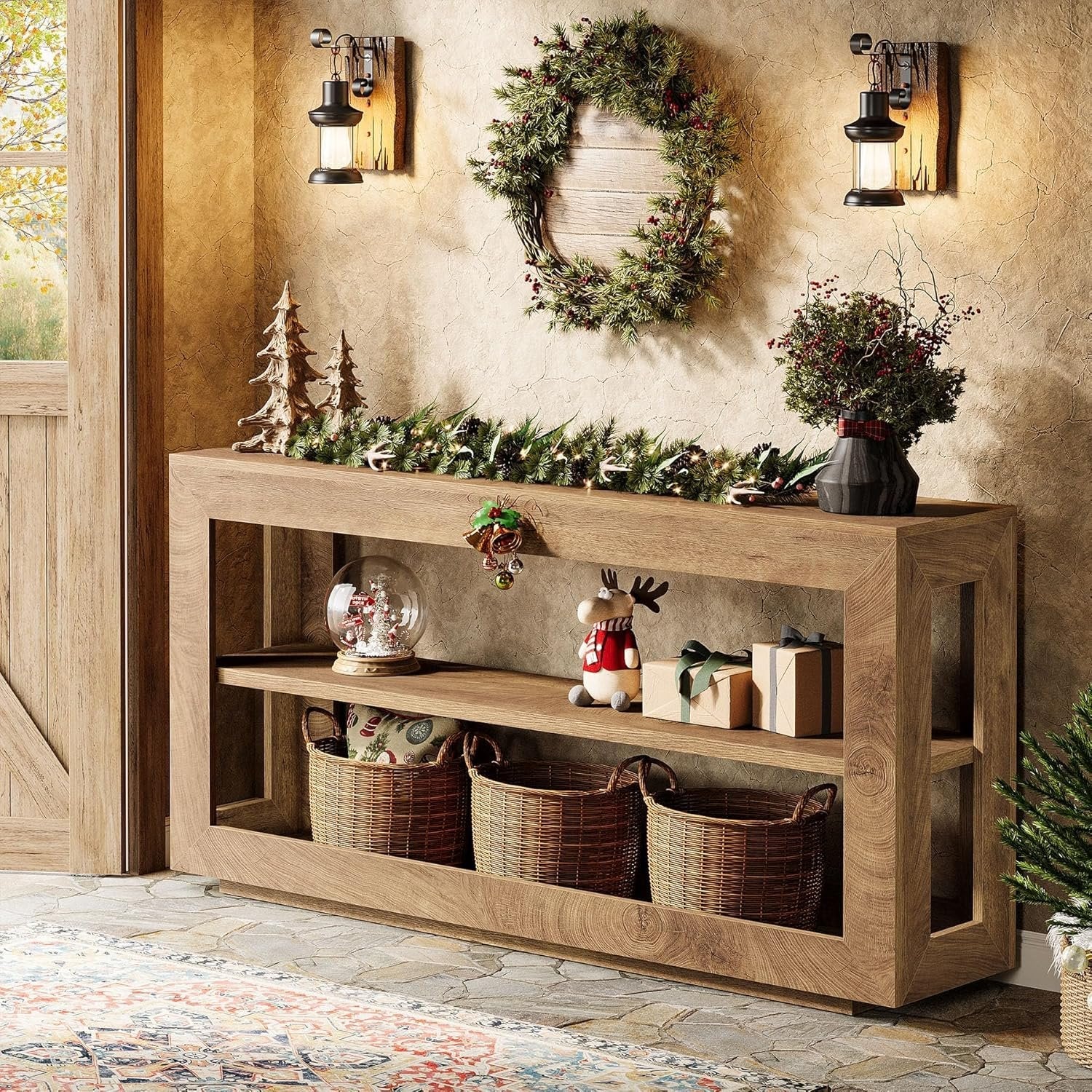 Tribesigns 160 cm Tavolo consolle, tavolino da divano con 3 ripiani per ingresso