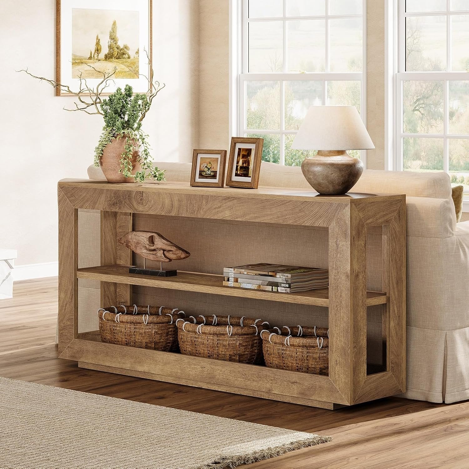 Tribesigns 160 cm Tavolo consolle, tavolino da divano con 3 ripiani per ingresso