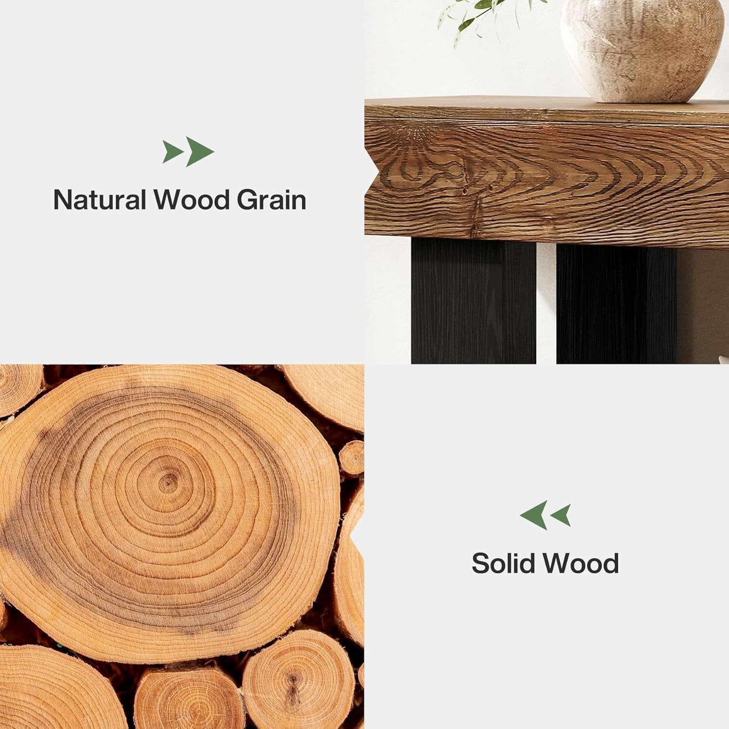 Tribesigns 160 cm Tavolo consolle, tavolino da divano in legno massiccio a 2 livelli per ingresso