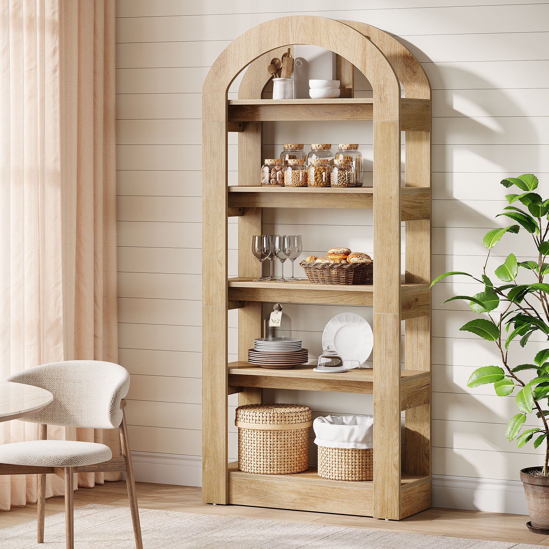 Tribesigns 180 cm Libreria, Libreria contenitore etagere con ripiano a 5 ripiani