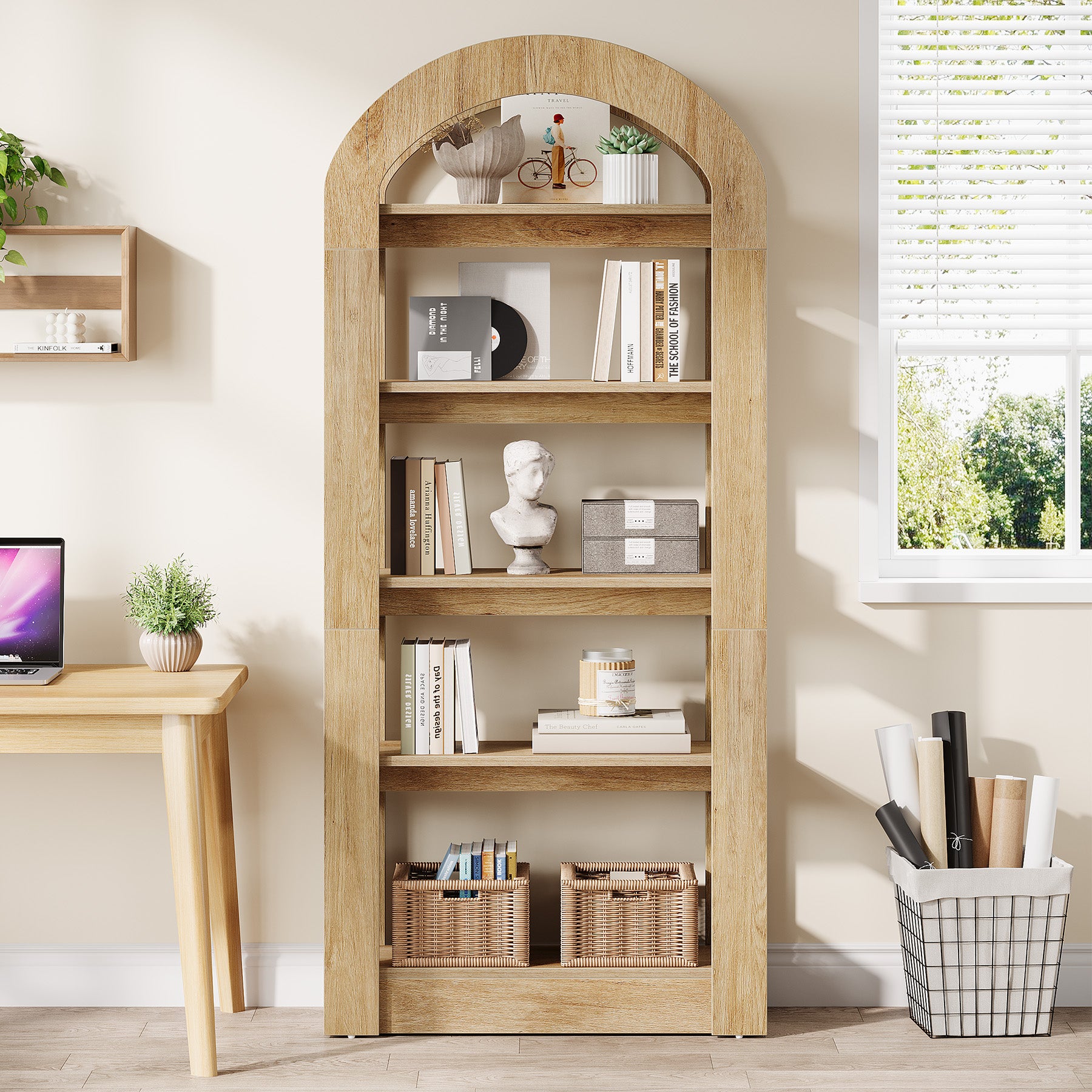 Tribesigns 180 cm Libreria, Libreria contenitore etagere con ripiano a 5 ripiani