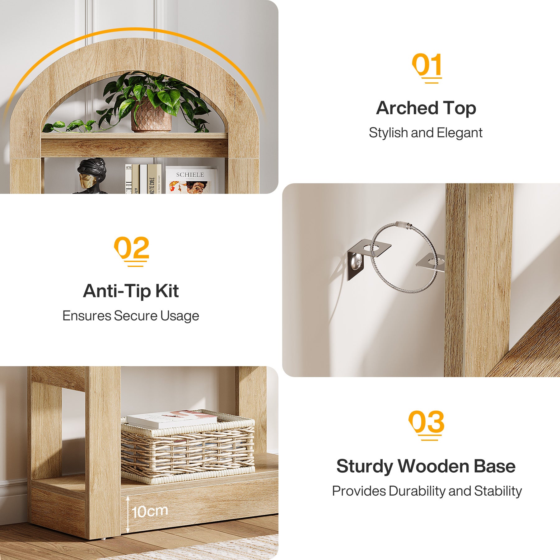 Tribesigns 180 cm Libreria, Libreria contenitore etagere con ripiano a 5 ripiani