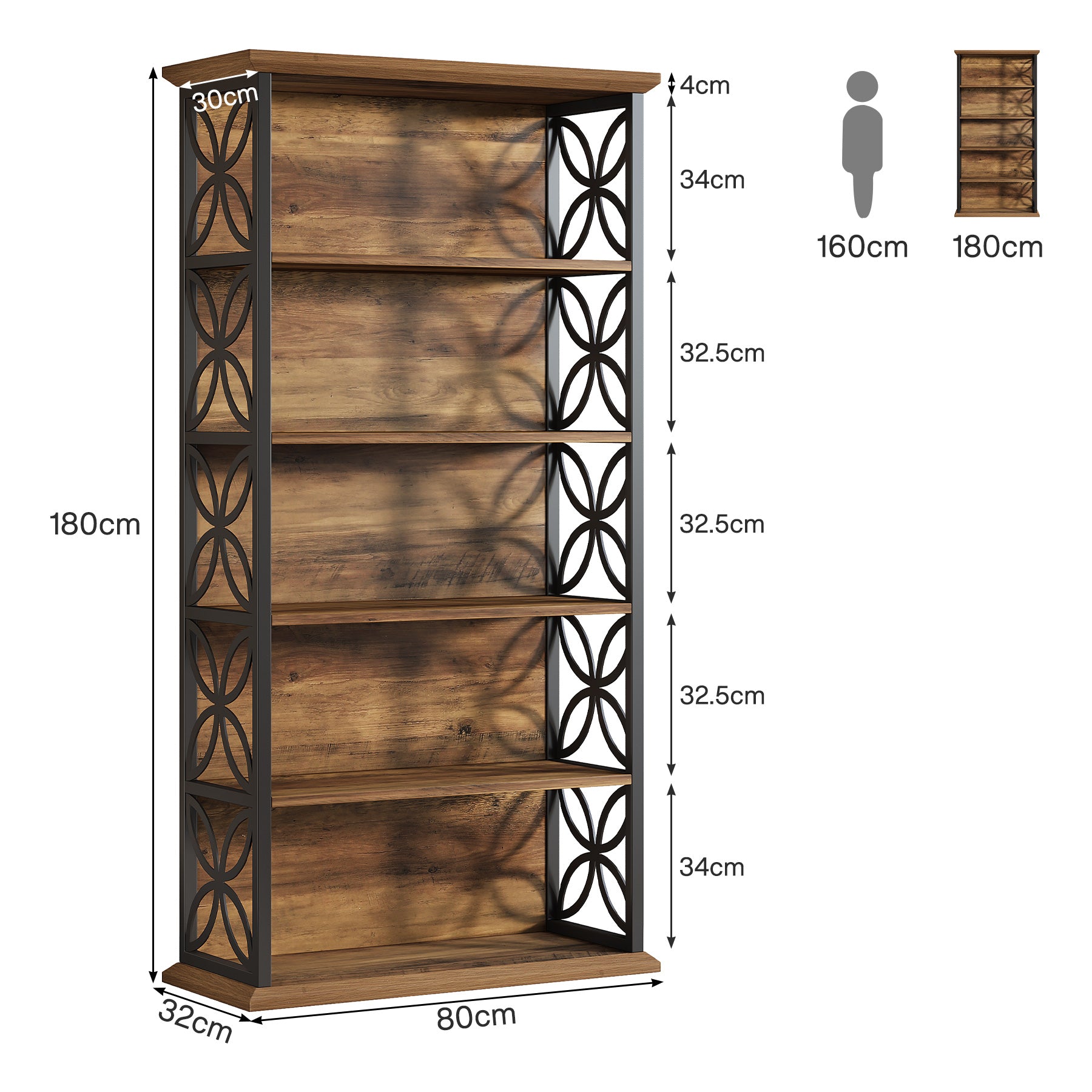 Tribesigns 180 cm Libreria, libreria ripiani aperti indipendenti a 6 ripiani