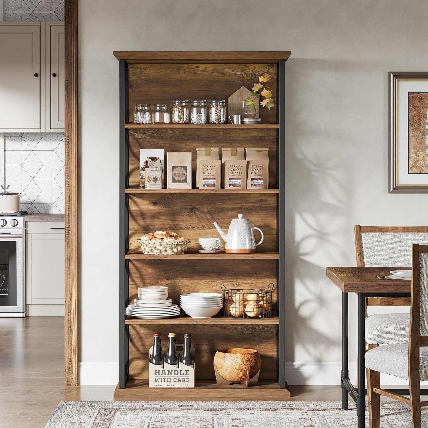 Tribesigns 180 cm Libreria, libreria ripiani aperti indipendenti a 6 ripiani