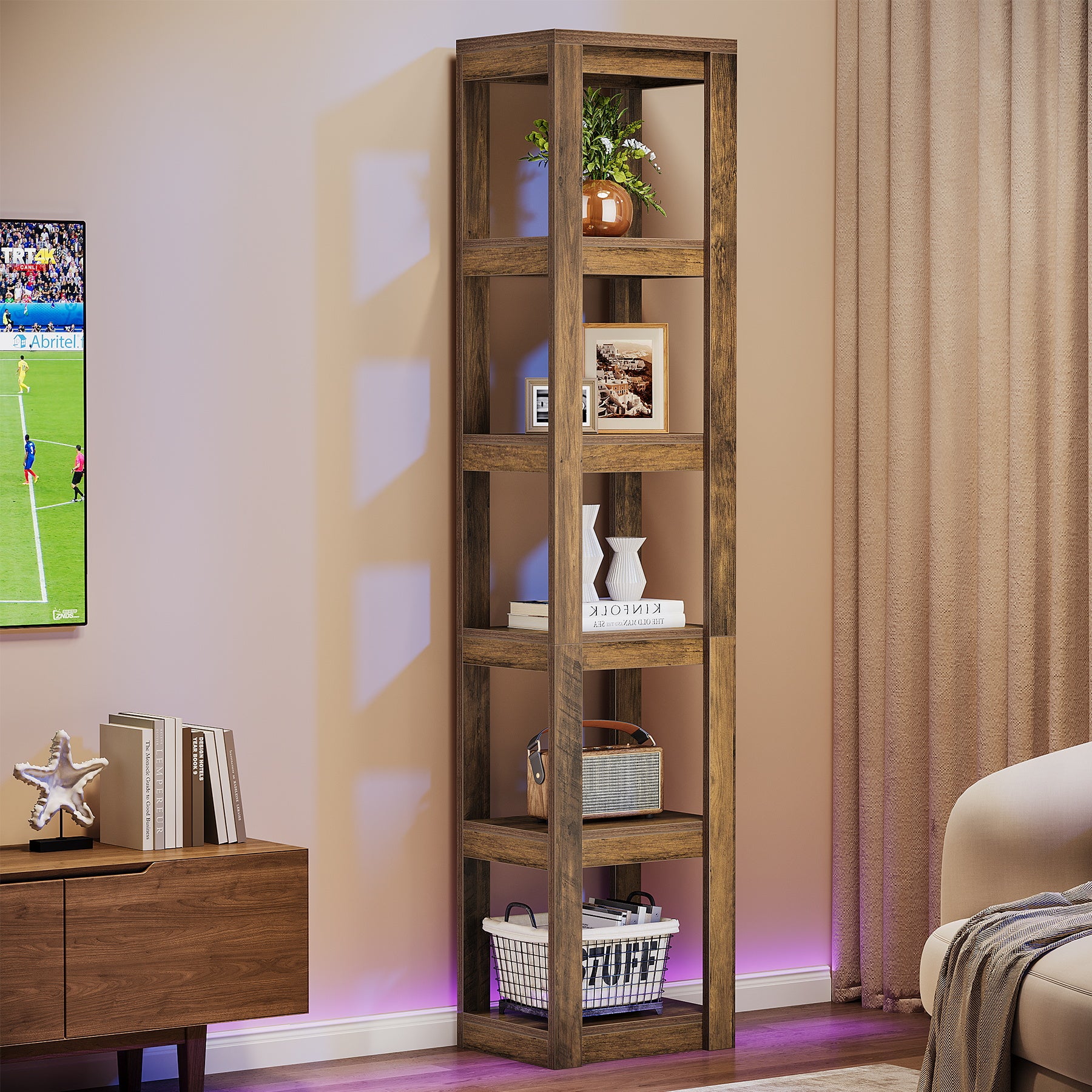 Tribesigns 180 cm Libreria, mensola angolare scaffale aperto autoportante a 6 ripiani