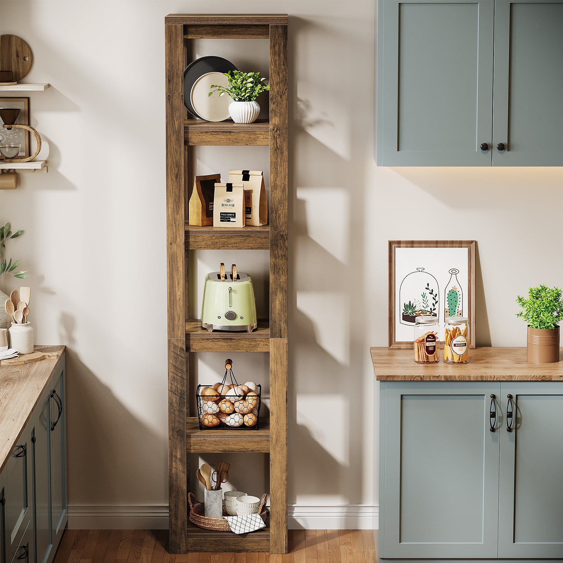 Tribesigns 180 cm Libreria, mensola angolare scaffale aperto autoportante a 6 ripiani