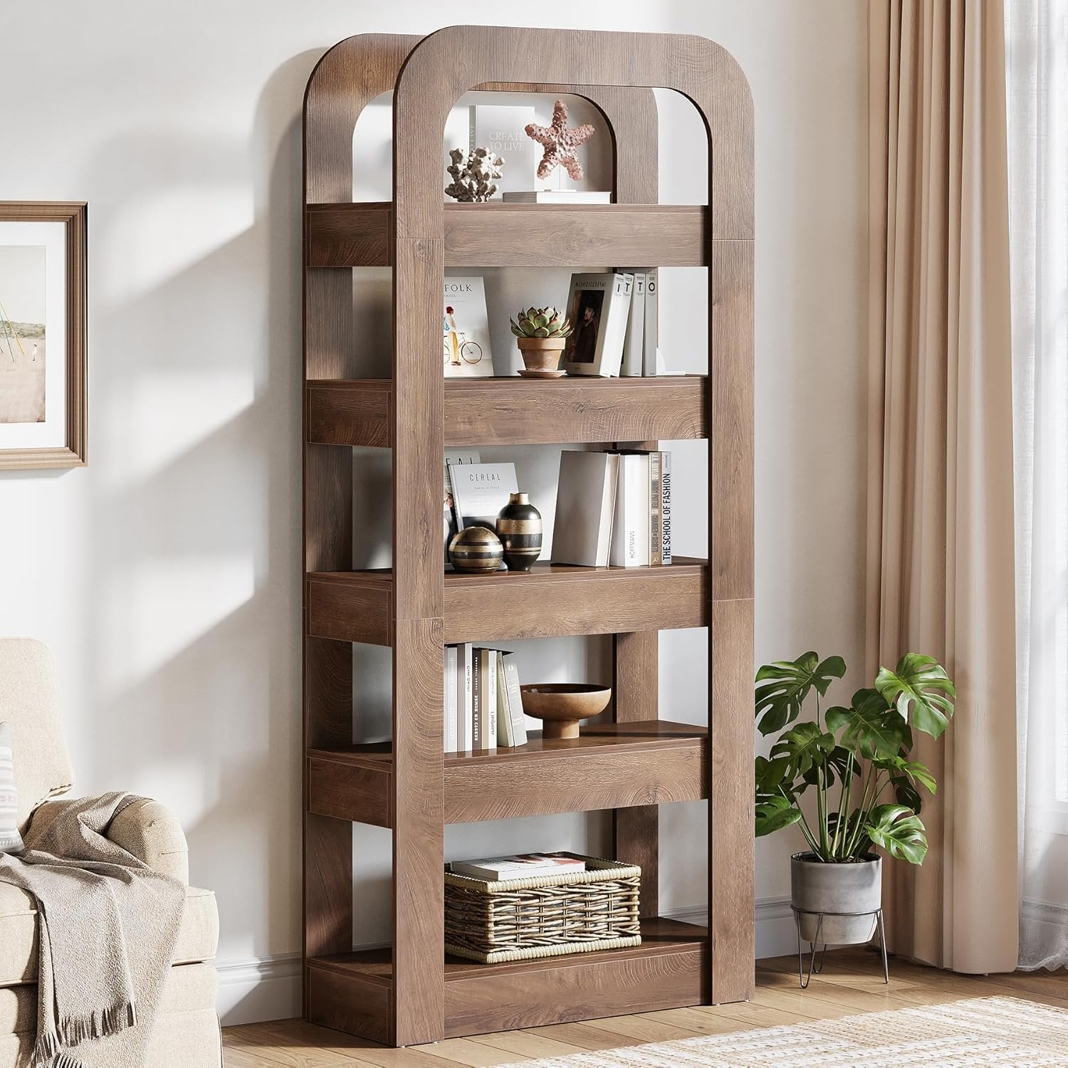 Tribesigns 180 cm Libreria, scaffale a 5 ripiani con scomparti aperti per soggiorno