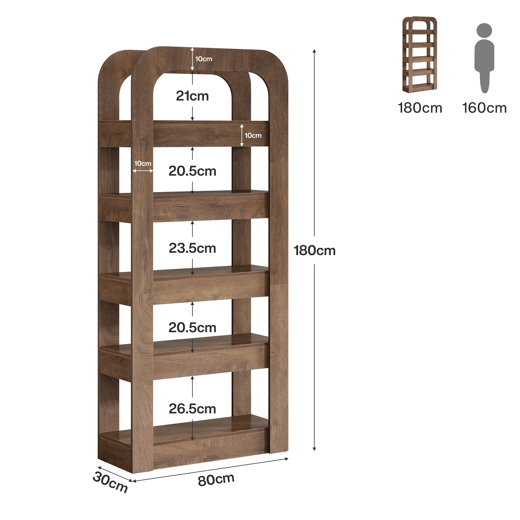 Tribesigns 180 cm Libreria, scaffale a 5 ripiani con scomparti aperti per soggiorno