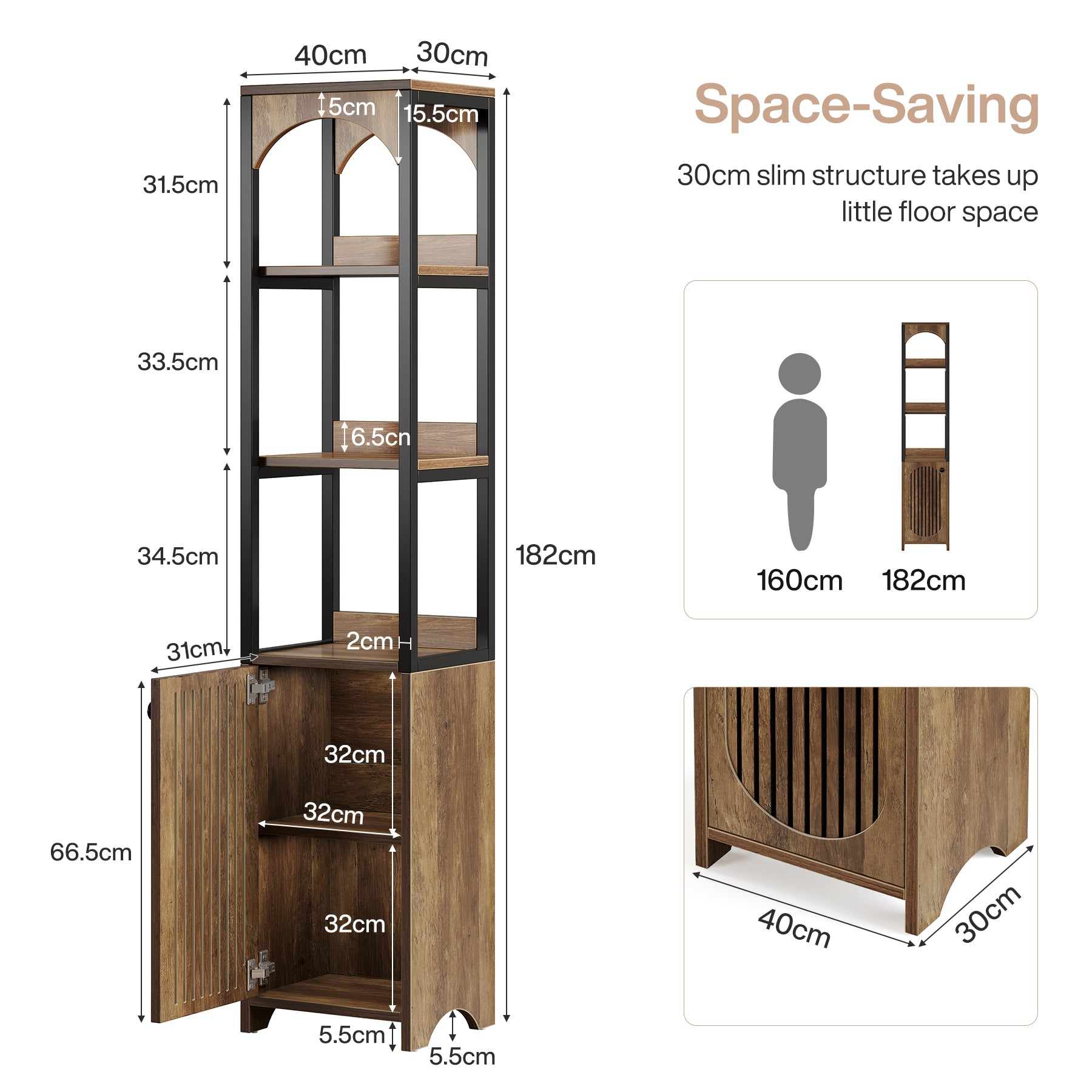 Tribesigns 180 cm Libreria, scaffale angolare stretta libreria  a 6 ripiani