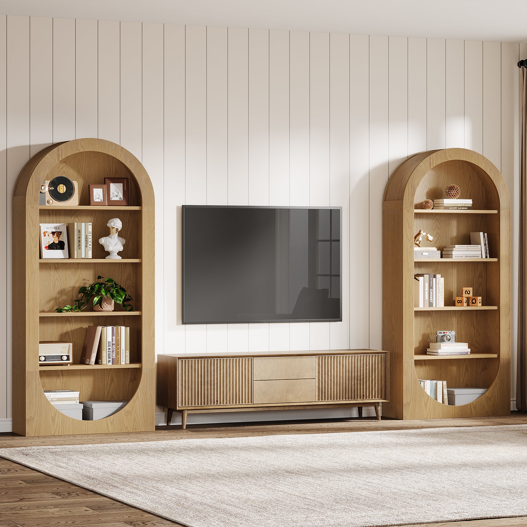 Tribesigns 180 cm Libreria, scaffali curva a 5 ripiani con ripiani aperti