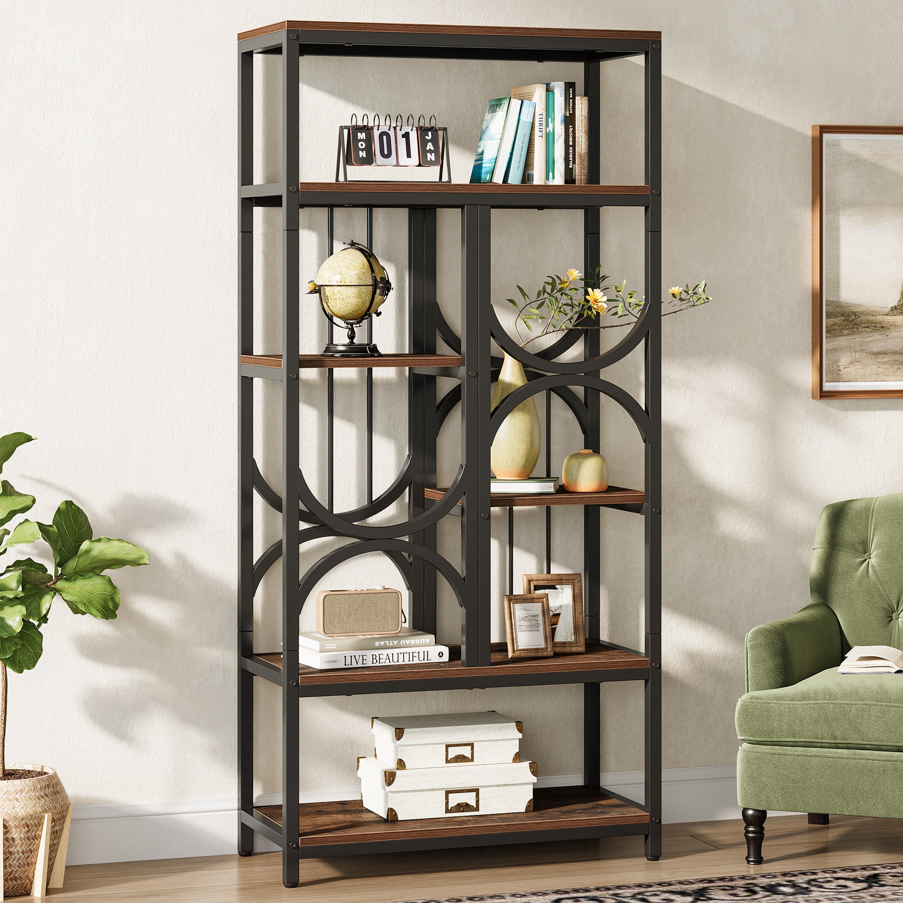 Tribesigns 180cm Libreria, Libreria Etagere Industriale a 5 Piani Scaffale Espositivo