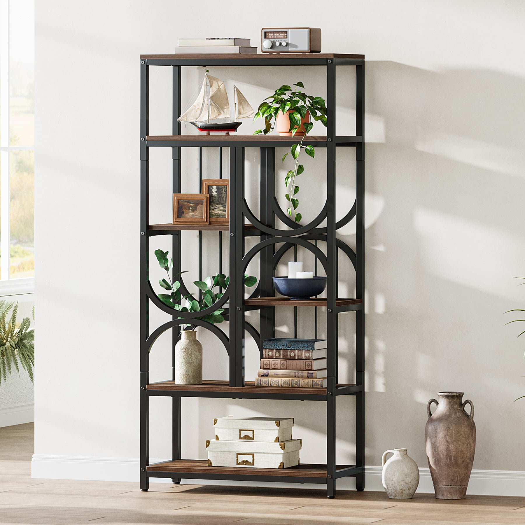Tribesigns 180cm Libreria, Libreria Etagere Industriale a 5 Piani Scaffale Espositivo