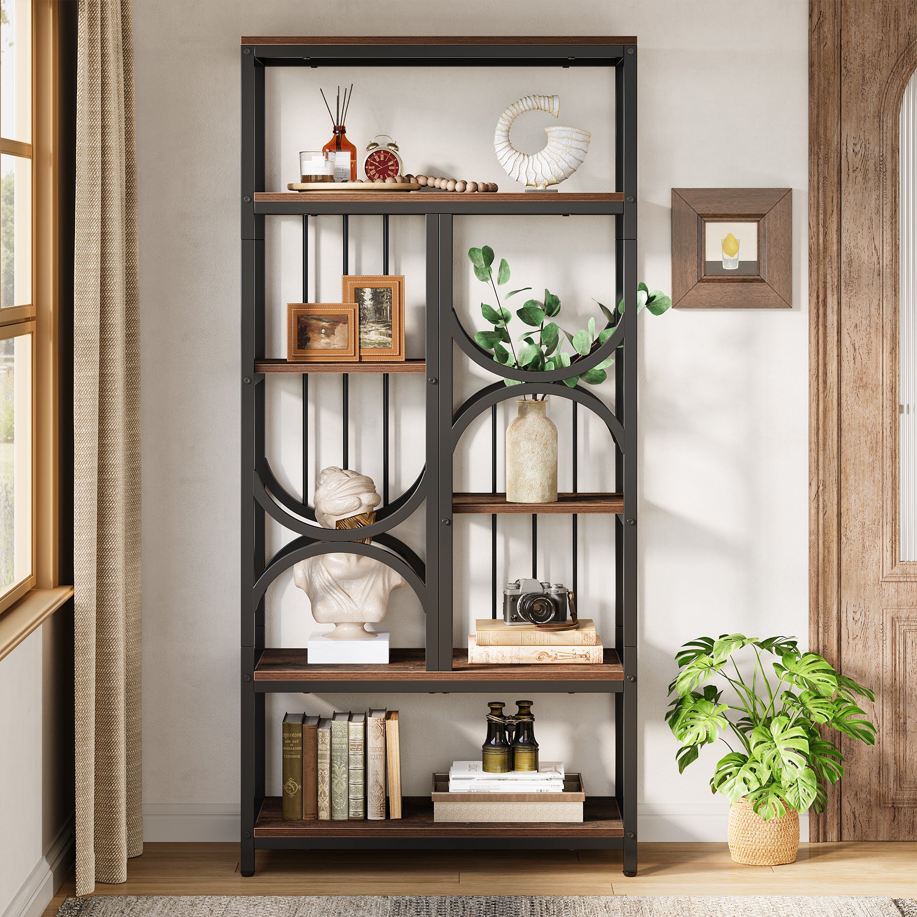 Tribesigns 180cm Libreria, Libreria Etagere Industriale a 5 Piani Scaffale Espositivo