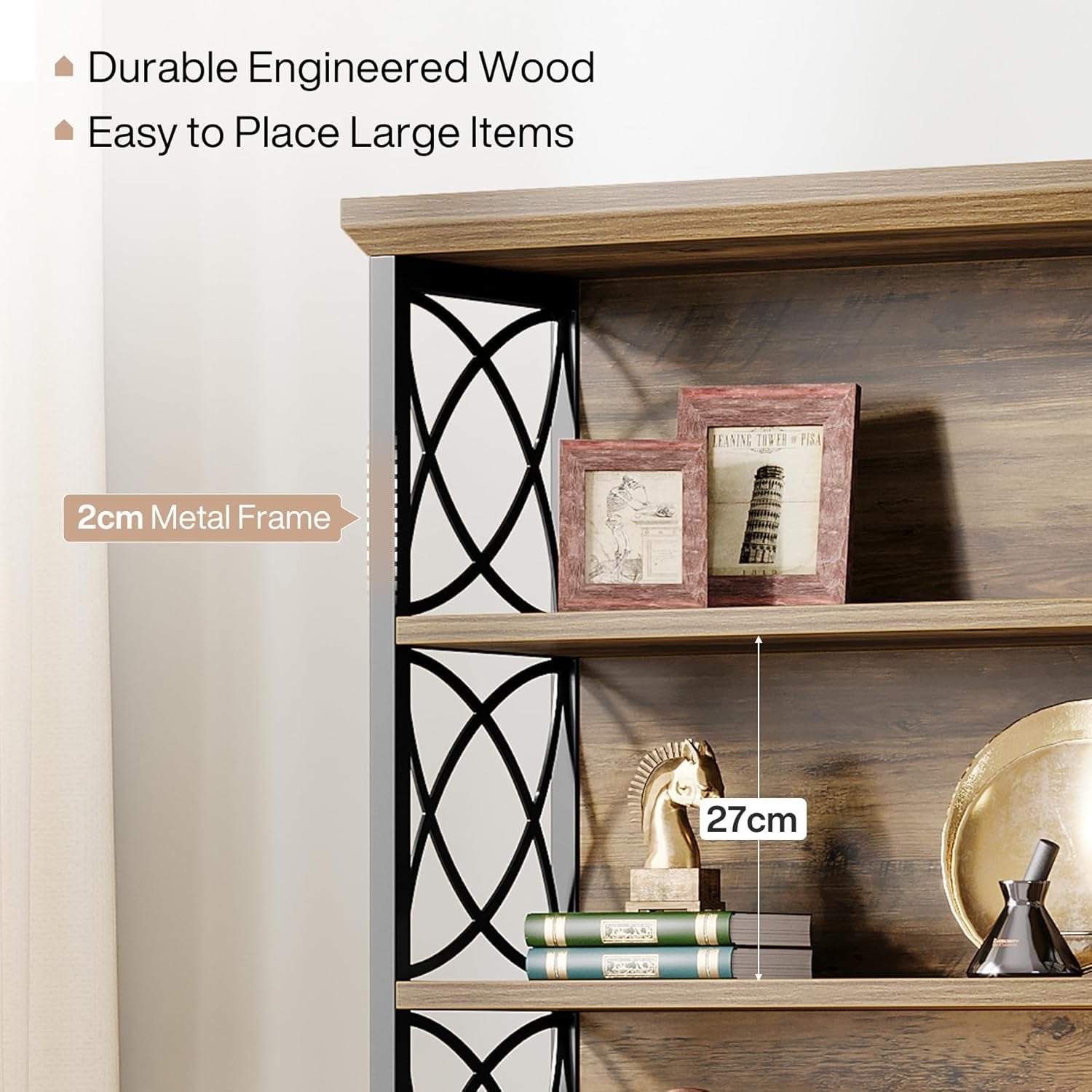 Tribesigns 185 cm Libreria,  Scaffale a 6 Ripiani con Industriale Ripiani Aperti